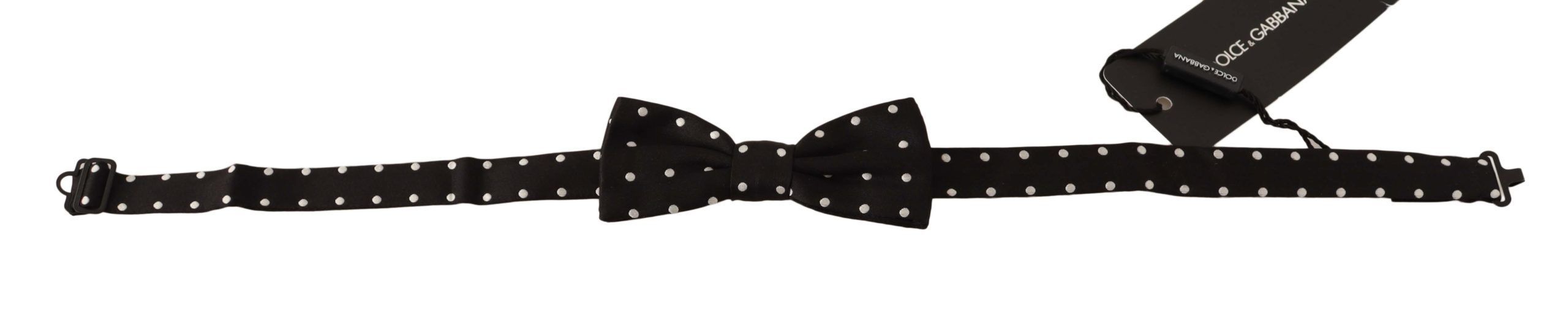 White Polka Dot Silk Adjustable Neck Papillon Bow Men's Tie - Dolce & Gabbana - Modalova