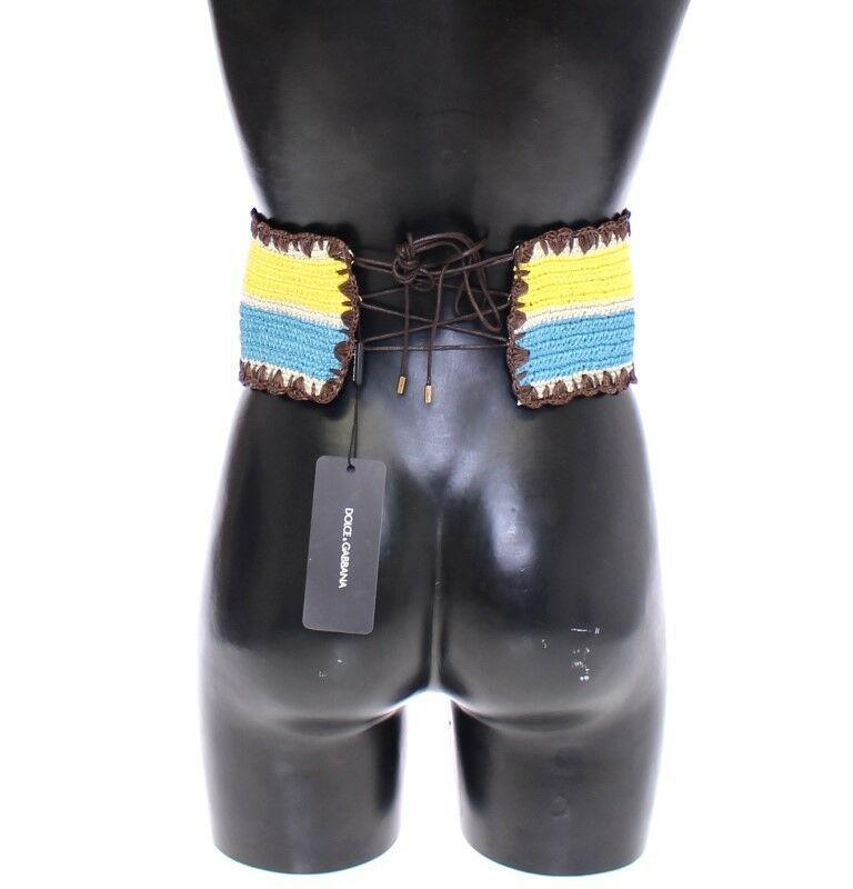Striped Wide Waist Raffia Men's Belt - Dolce & Gabbana - Modalova
