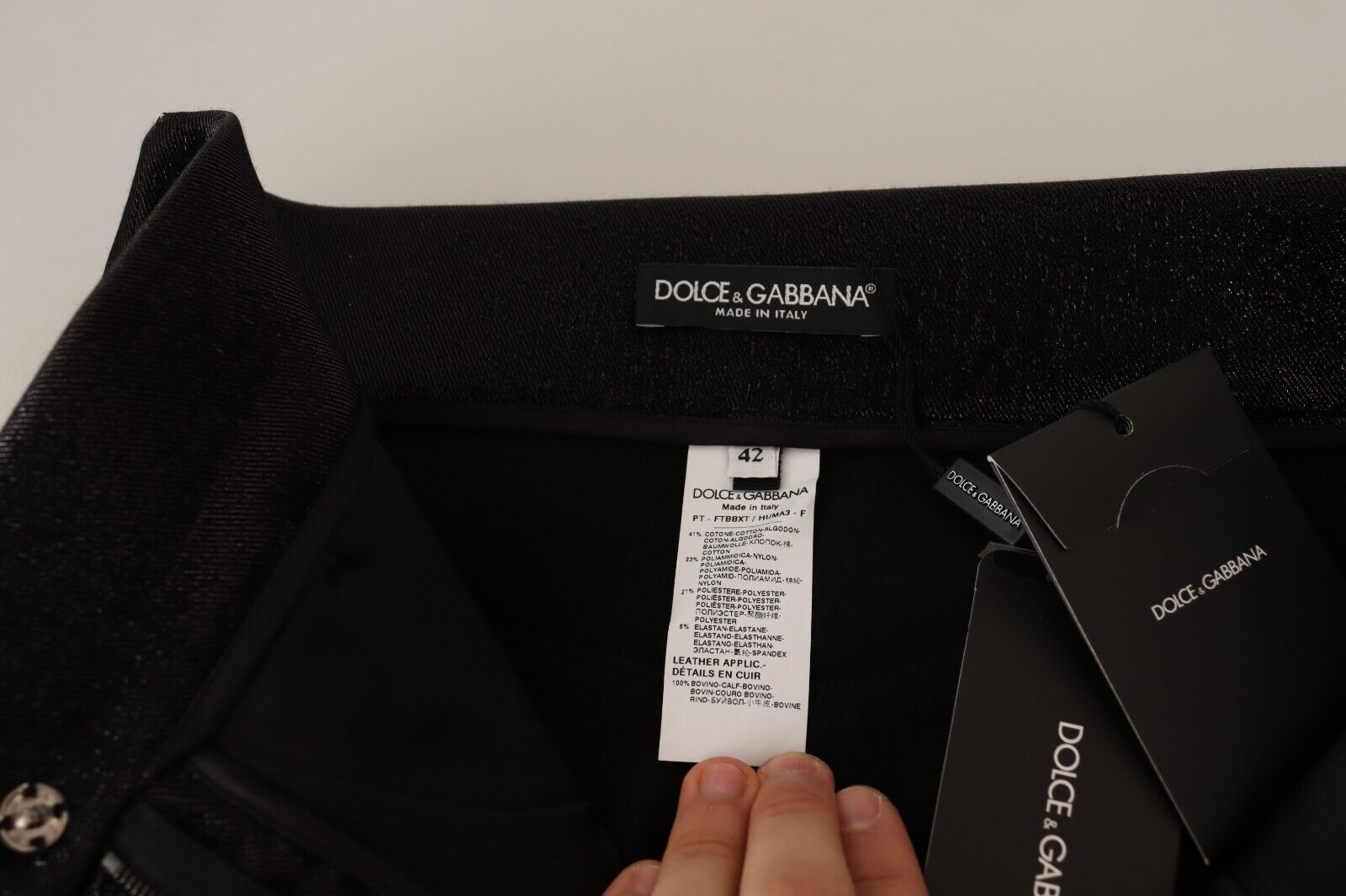 Silver Lurex Thread Cotton Stretch Women's Pants - Dolce & Gabbana - Modalova