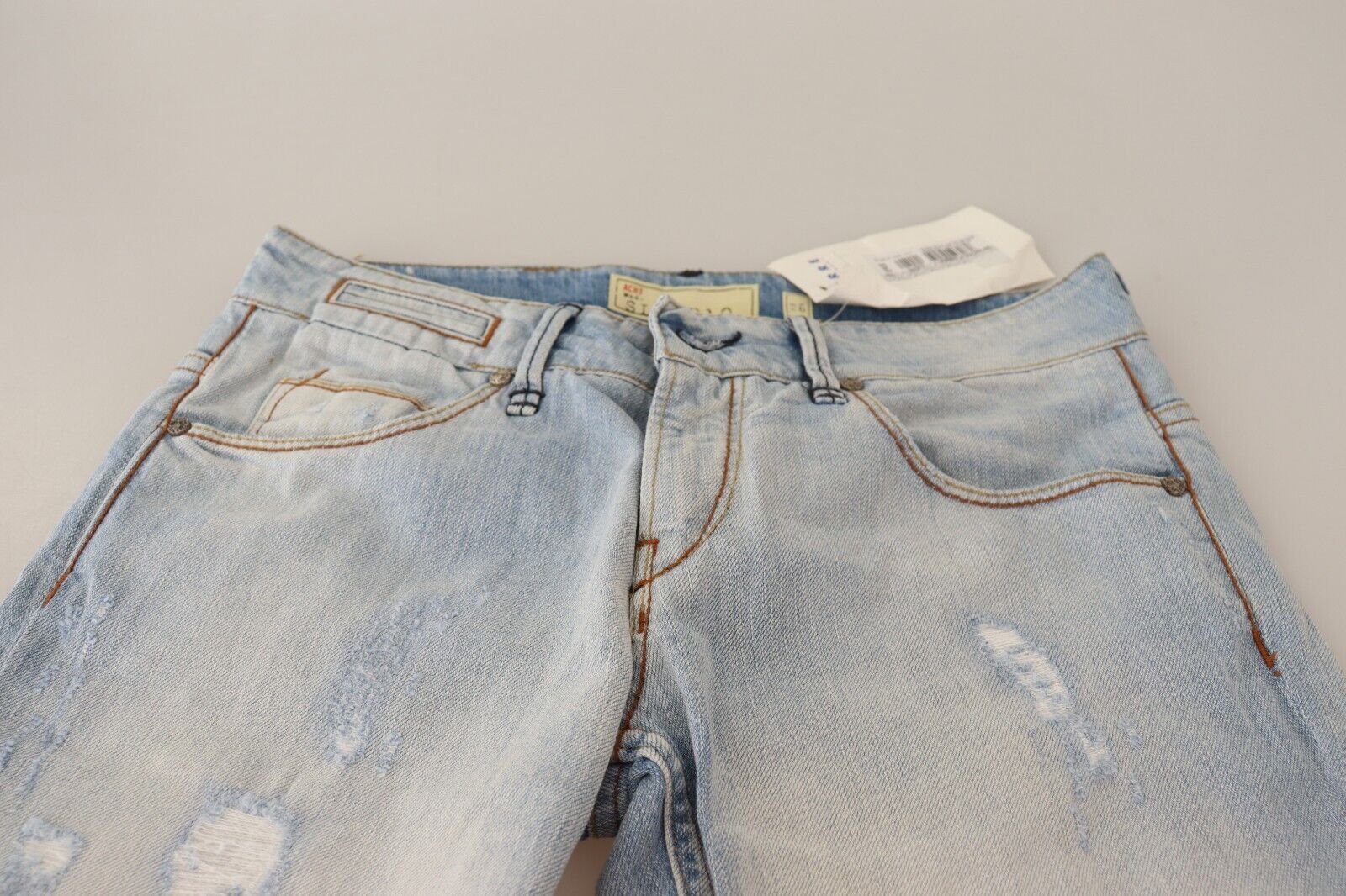 Distressed Cotton Folded Hem Denim Trouser Women's Jeans - Acht - Modalova