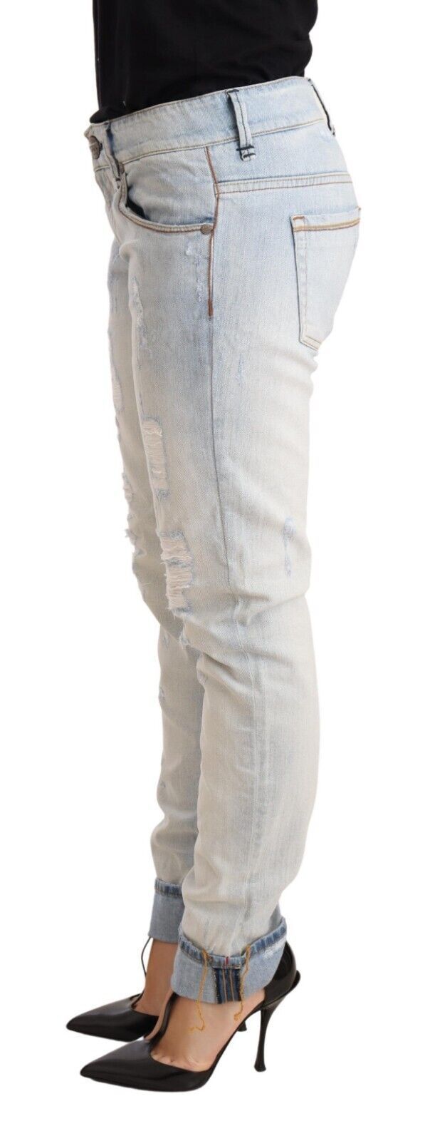 Distressed Cotton Folded Hem Denim Trouser Women's Jeans - Acht - Modalova