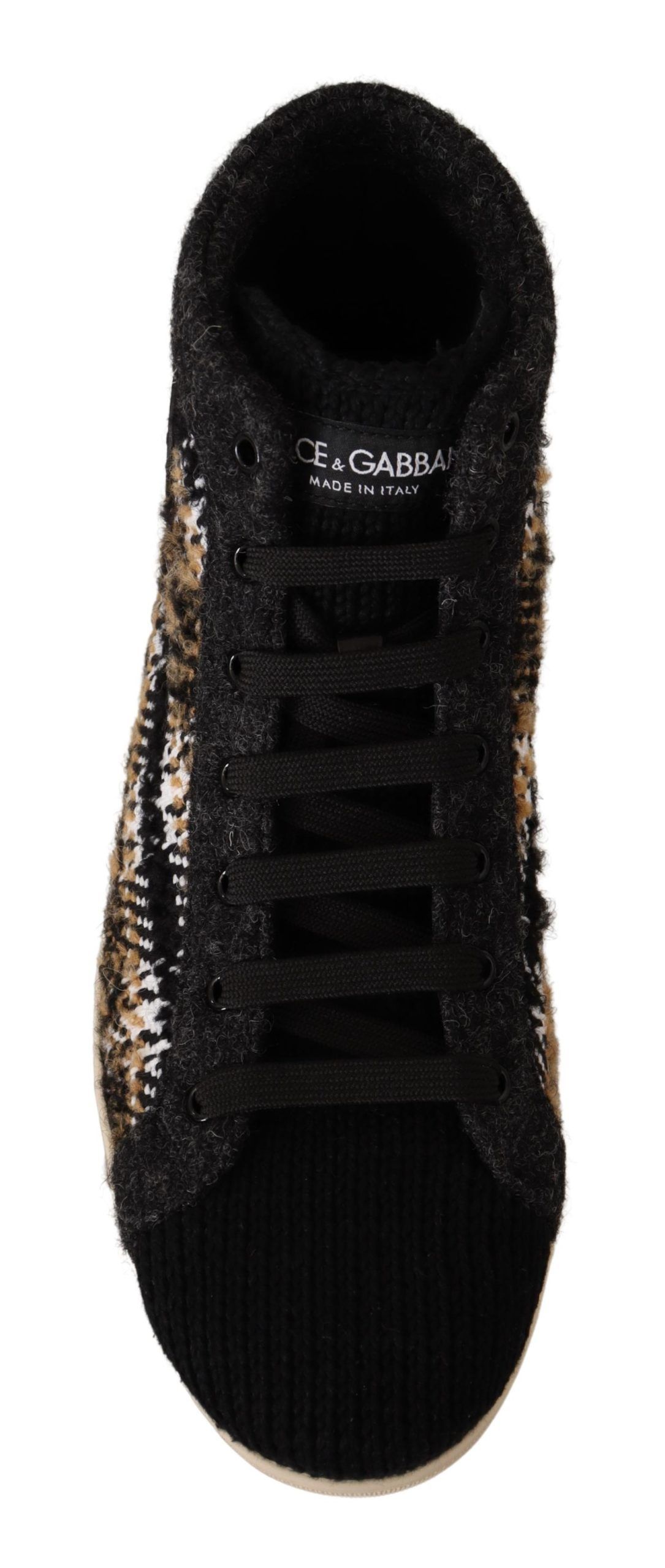 Brown Wool Cotton High Top Men's Sneakers - Dolce & Gabbana - Modalova