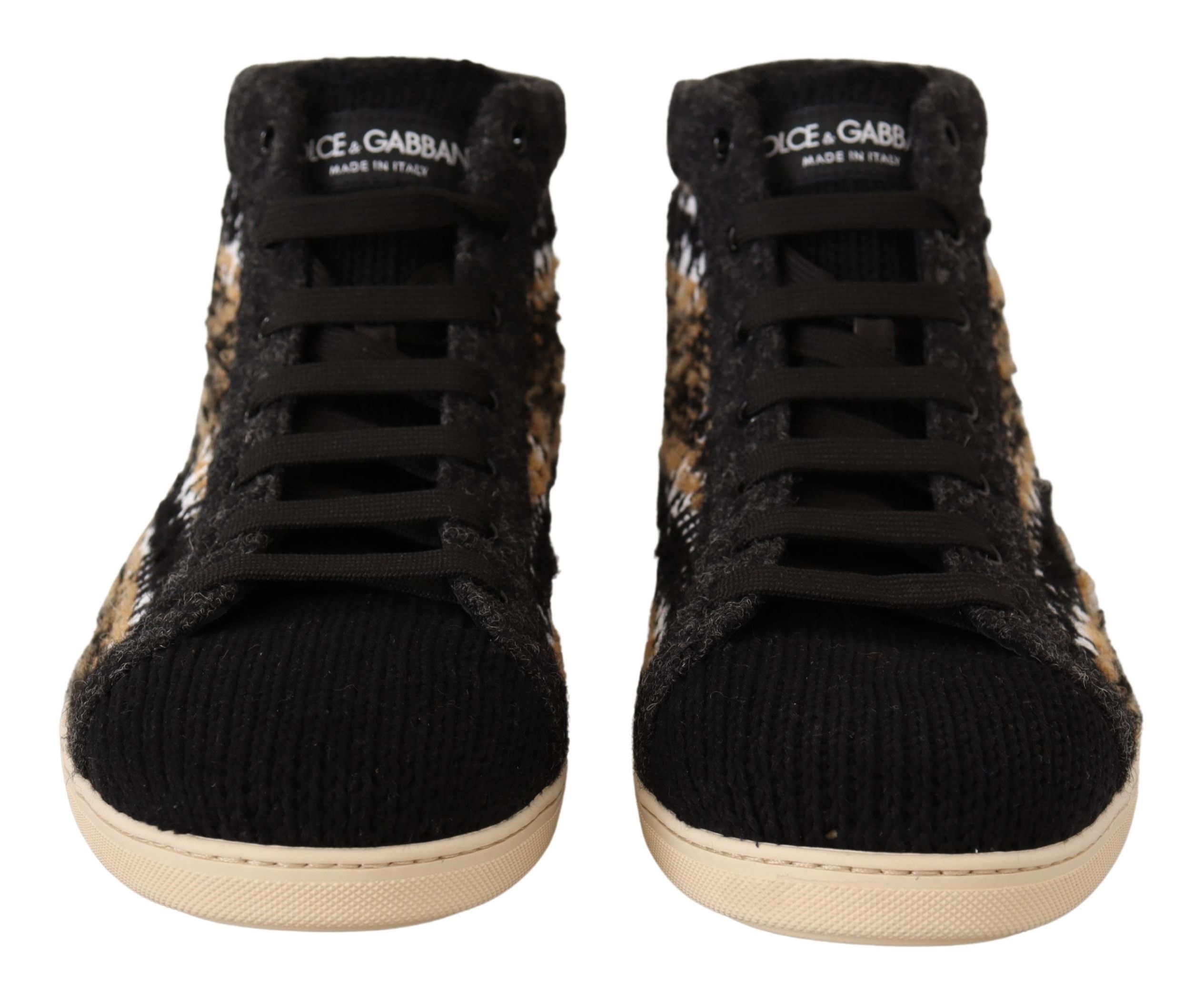 Brown Wool Cotton High Top Men's Sneakers - Dolce & Gabbana - Modalova