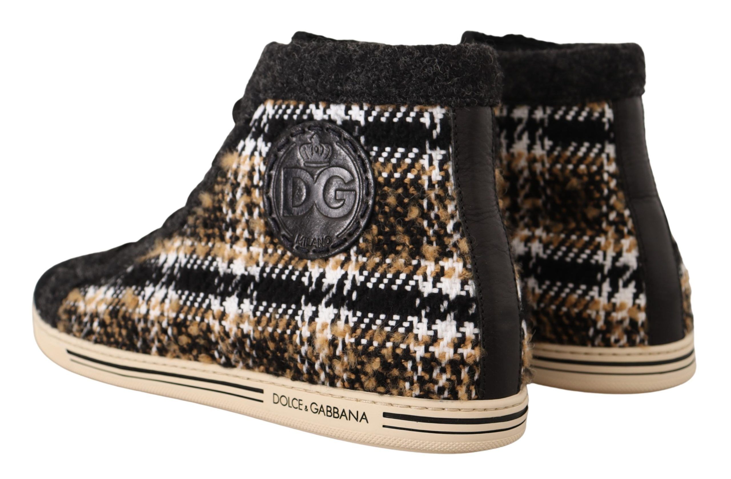 Brown Wool Cotton High Top Men's Sneakers - Dolce & Gabbana - Modalova