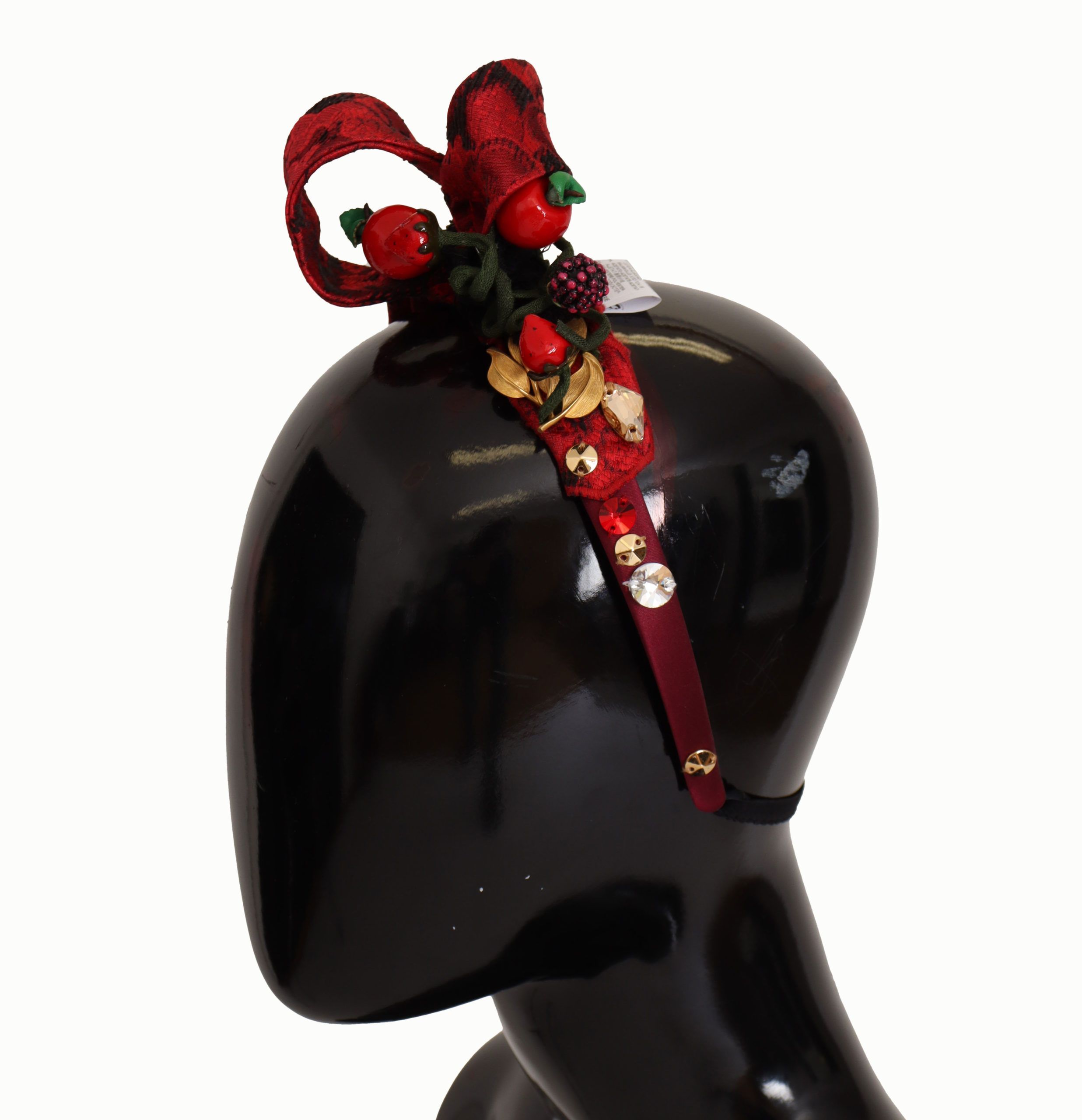 Cherry Silk Crystal Bow Logo Diadem Tiara Women's Headband - Dolce & Gabbana - Modalova