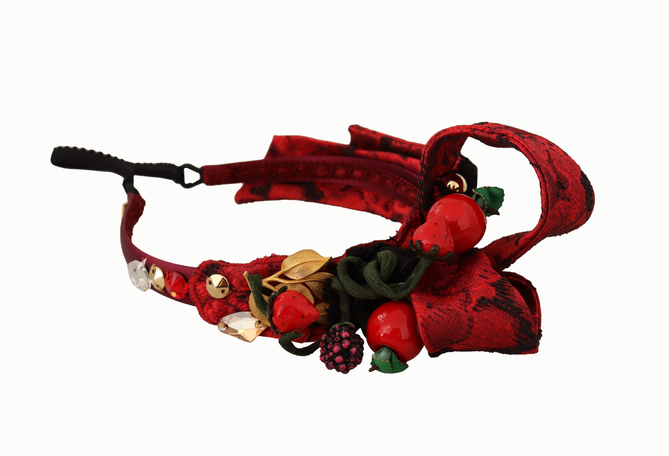 Cherry Silk Crystal Bow Logo Diadem Tiara Women's Headband - Dolce & Gabbana - Modalova