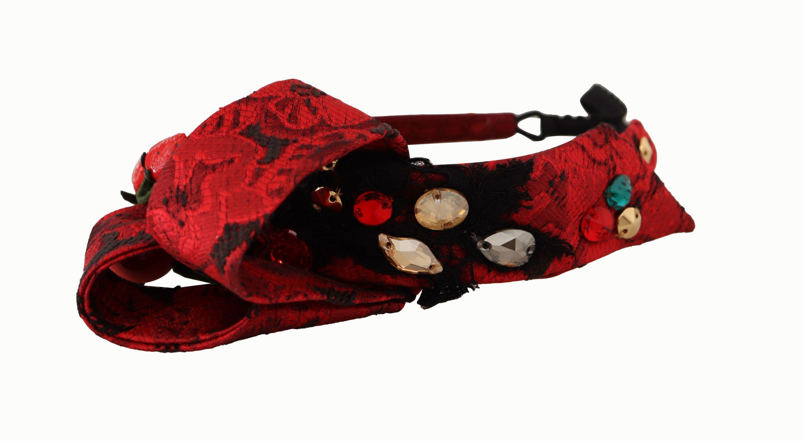 Cherry Silk Crystal Bow Logo Diadem Tiara Women's Headband - Dolce & Gabbana - Modalova