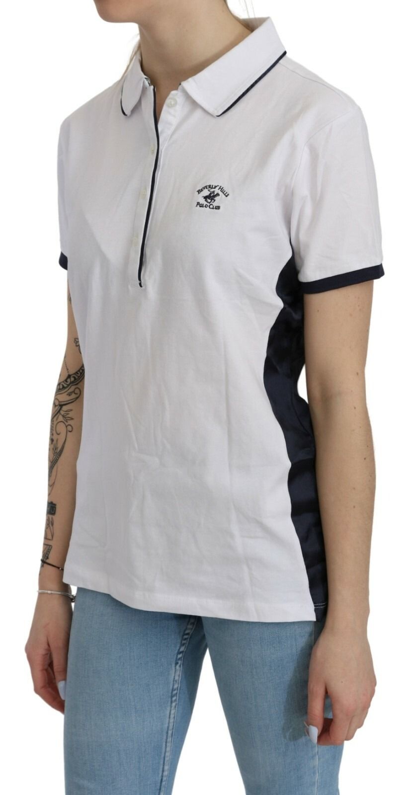 Cotton Collared Short Sleeve Women's Top - Beverly Hills - Modalova