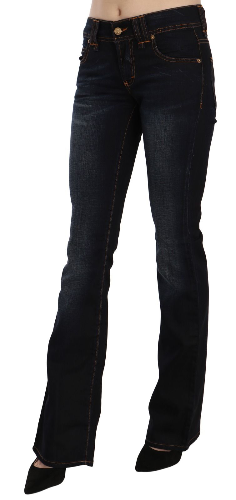 Washed Mid Waist Regular Leg Boot Cut Denim Women's Jeans - John Galliano - Modalova