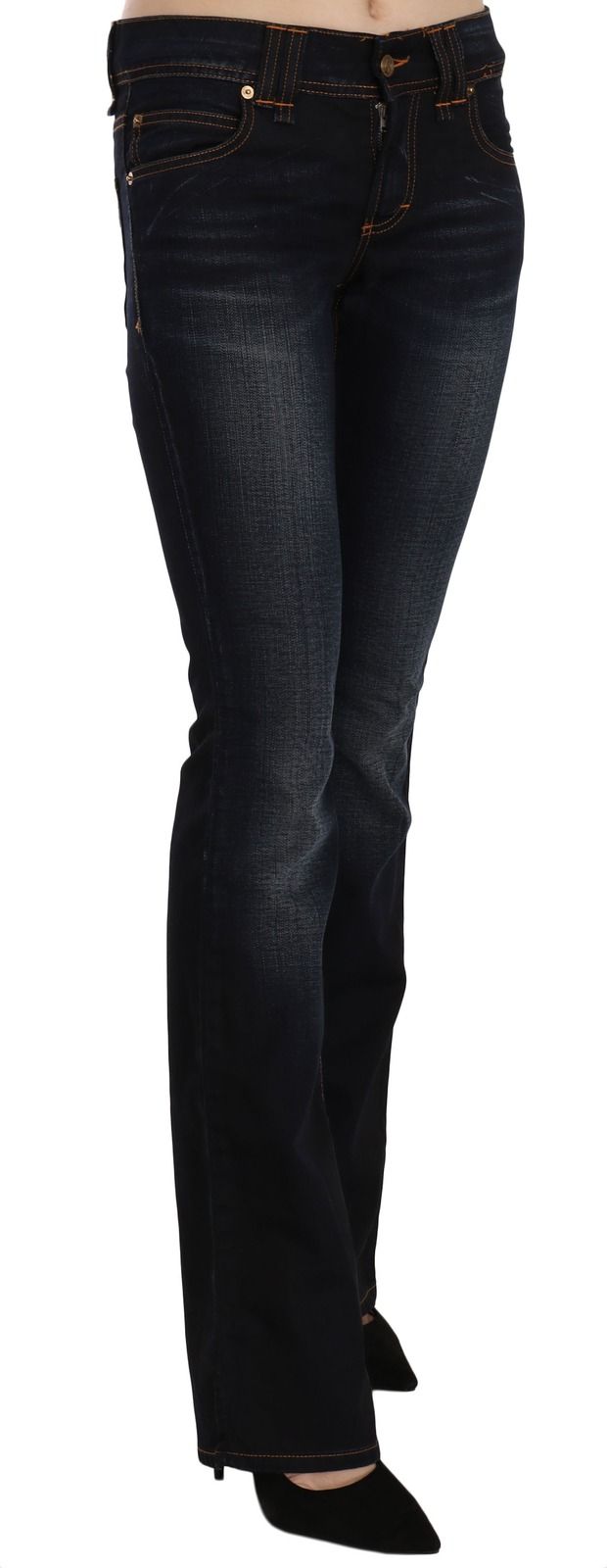 Washed Mid Waist Regular Leg Boot Cut Denim Women's Jeans - John Galliano - Modalova