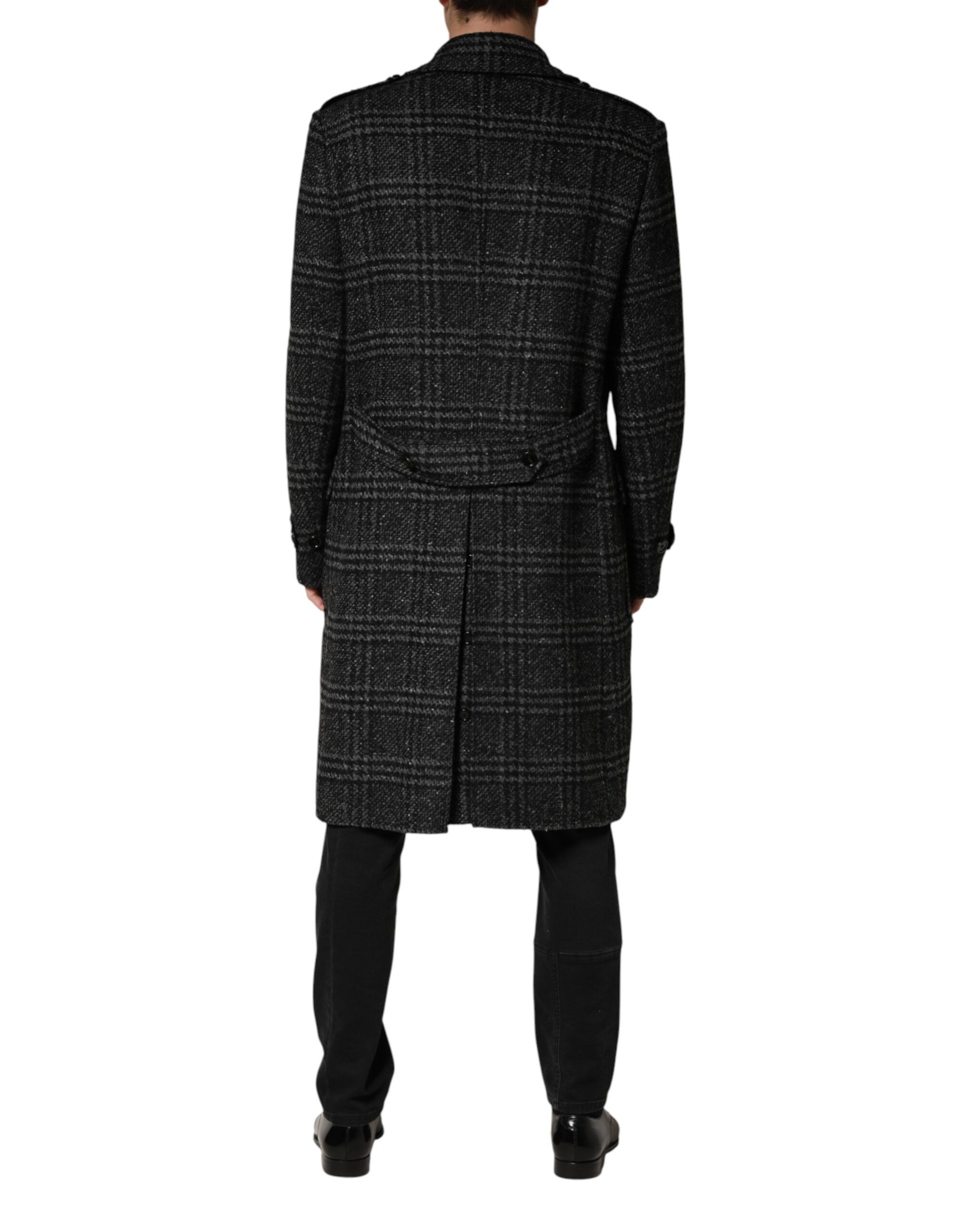 Double Breasted Plaid Wool Coat Men's Jacket - Dolce & Gabbana - Modalova