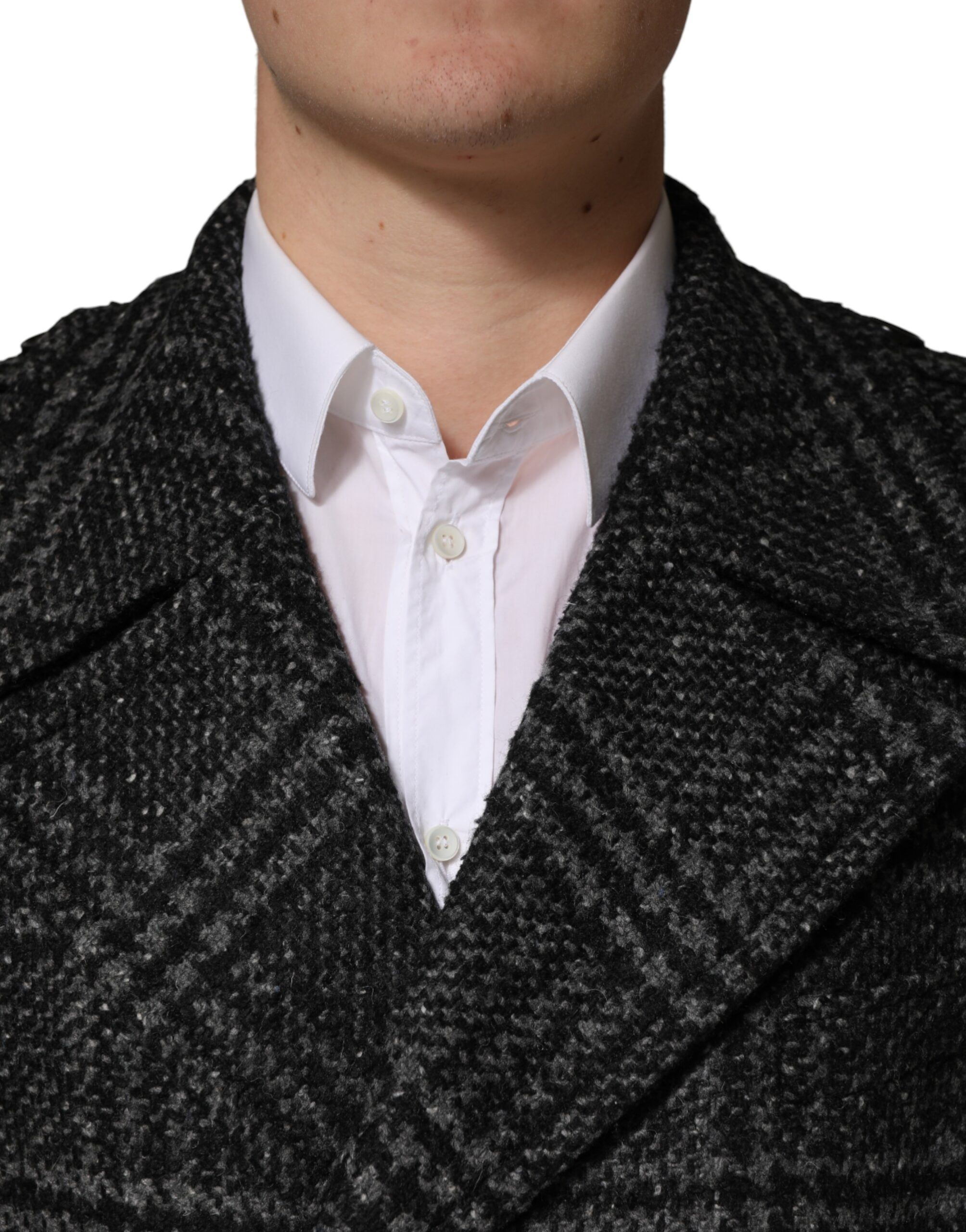 Double Breasted Plaid Wool Coat Men's Jacket - Dolce & Gabbana - Modalova
