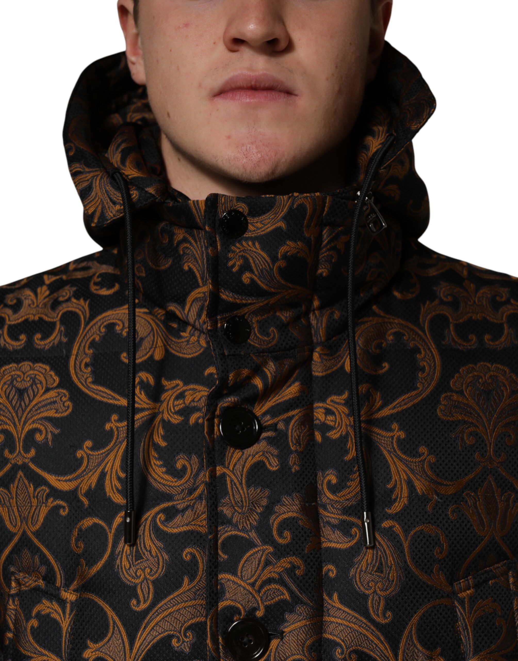 Floral Jacquard Quilted Hooded Men's Jacket - Dolce & Gabbana - Modalova