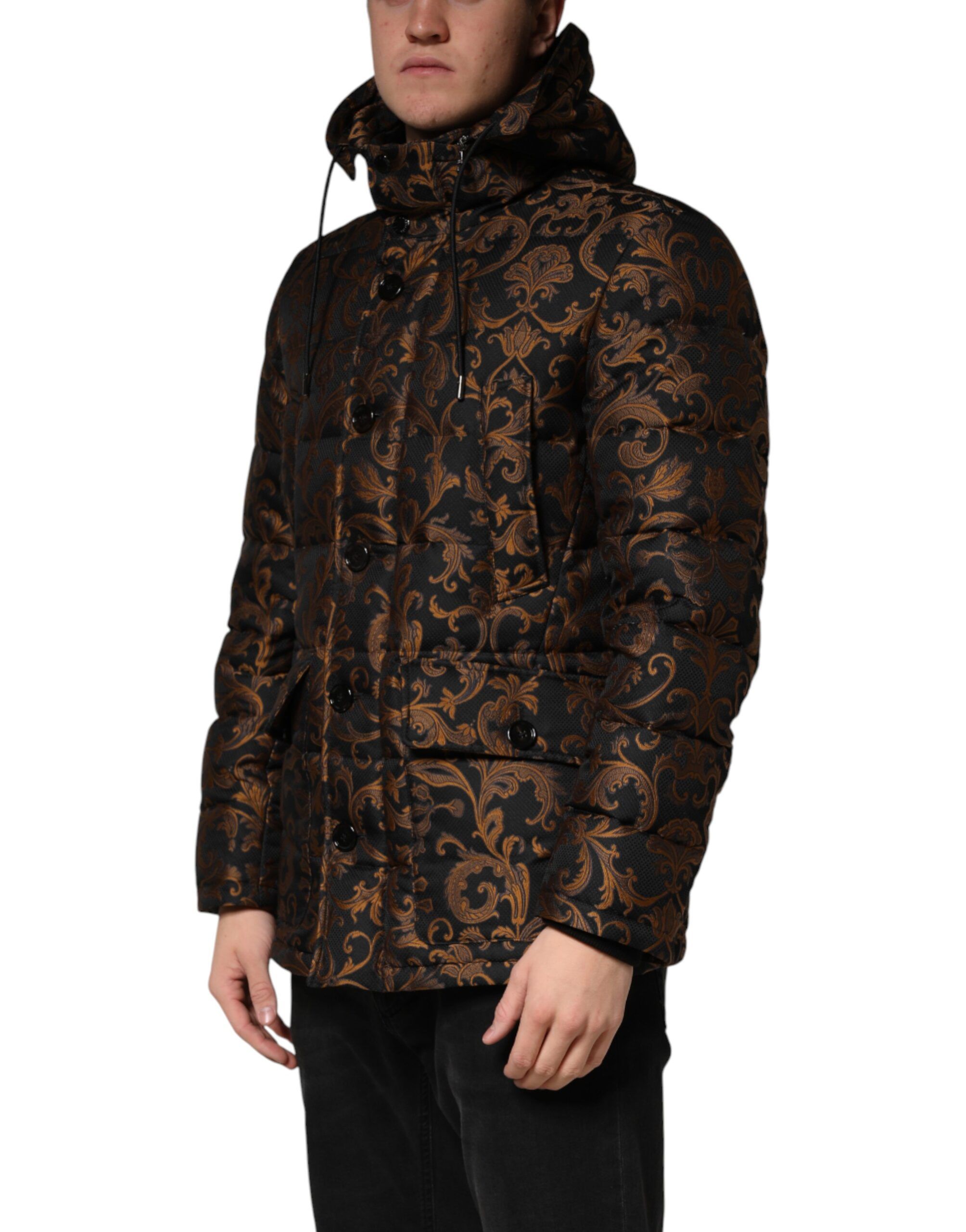 Floral Jacquard Quilted Hooded Men's Jacket - Dolce & Gabbana - Modalova