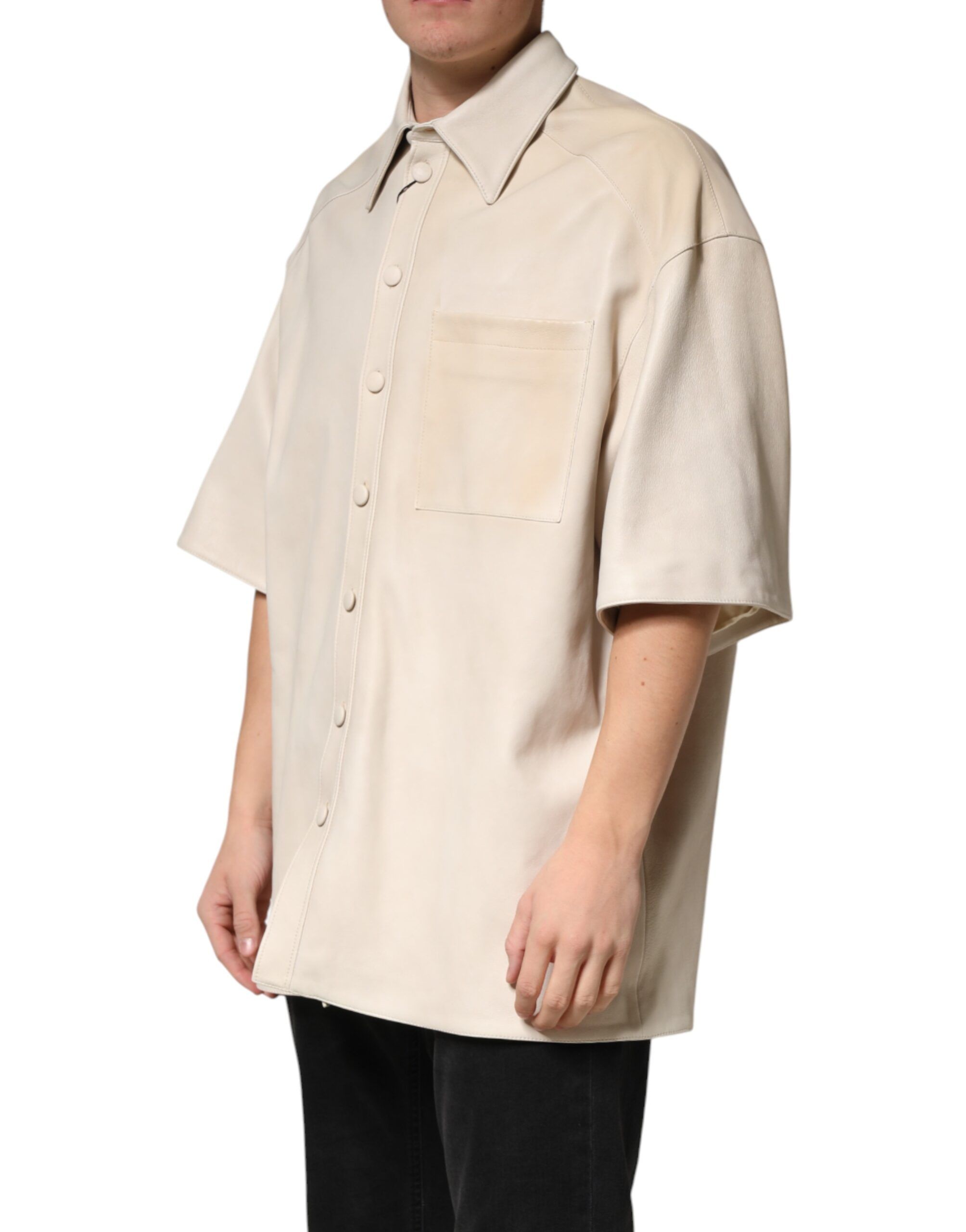 Leather Button Down Men Casual Men's Shirt (Pre-Owned) - Dolce & Gabbana - Modalova
