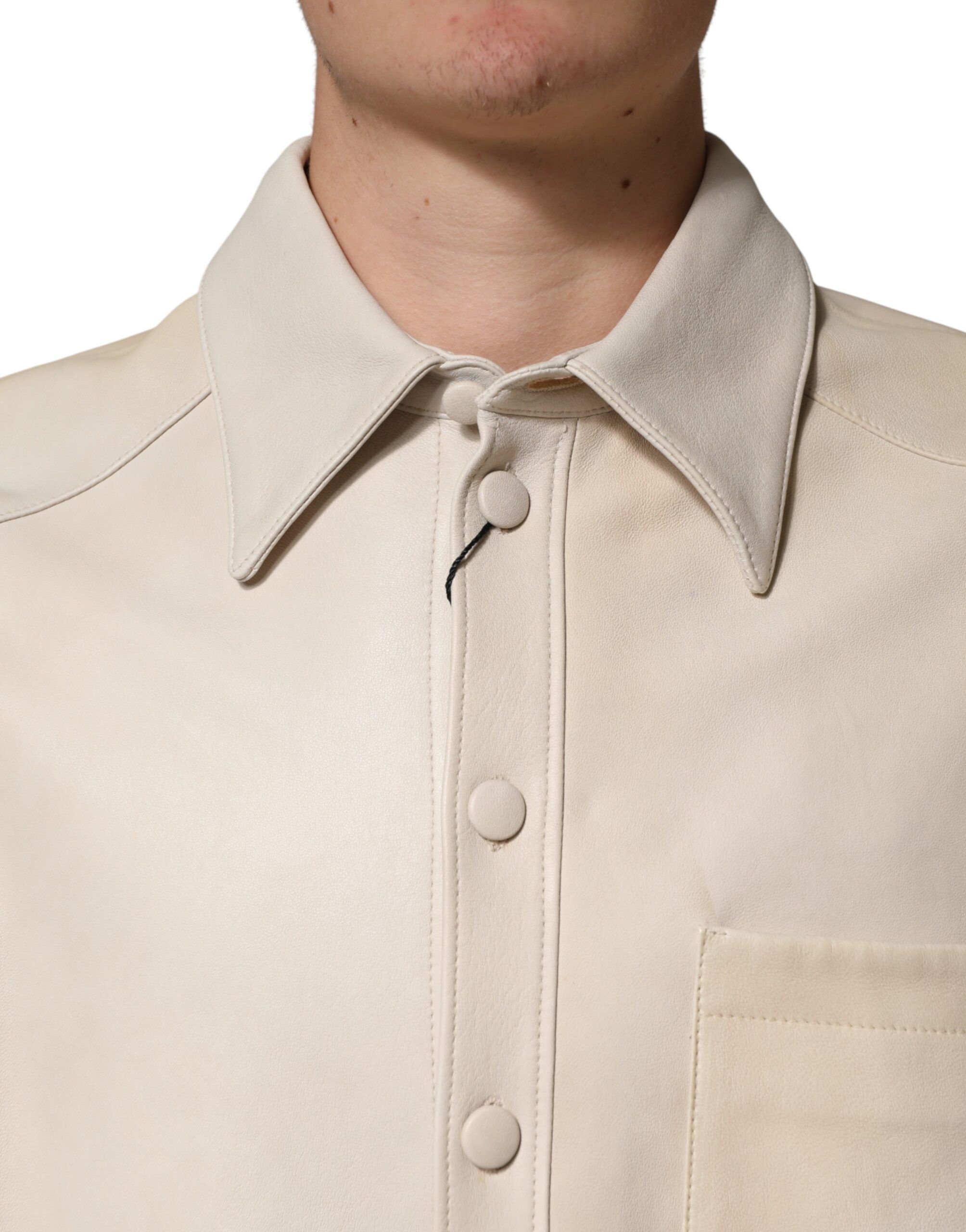 Leather Button Down Men Casual Men's Shirt (Pre-Owned) - Dolce & Gabbana - Modalova
