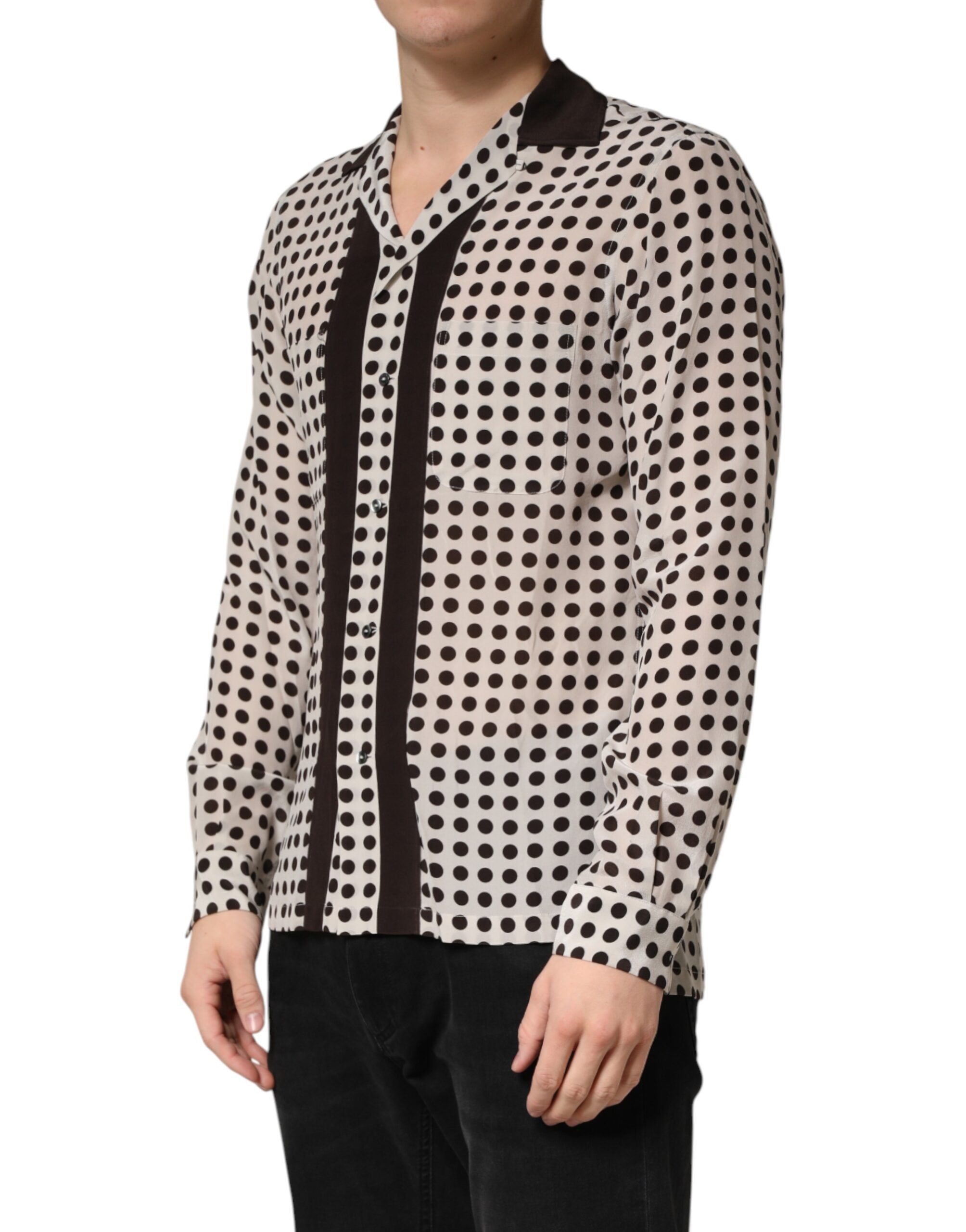 Polka Dot Silk Men Casual Men's Shirt - Dolce & Gabbana - Modalova