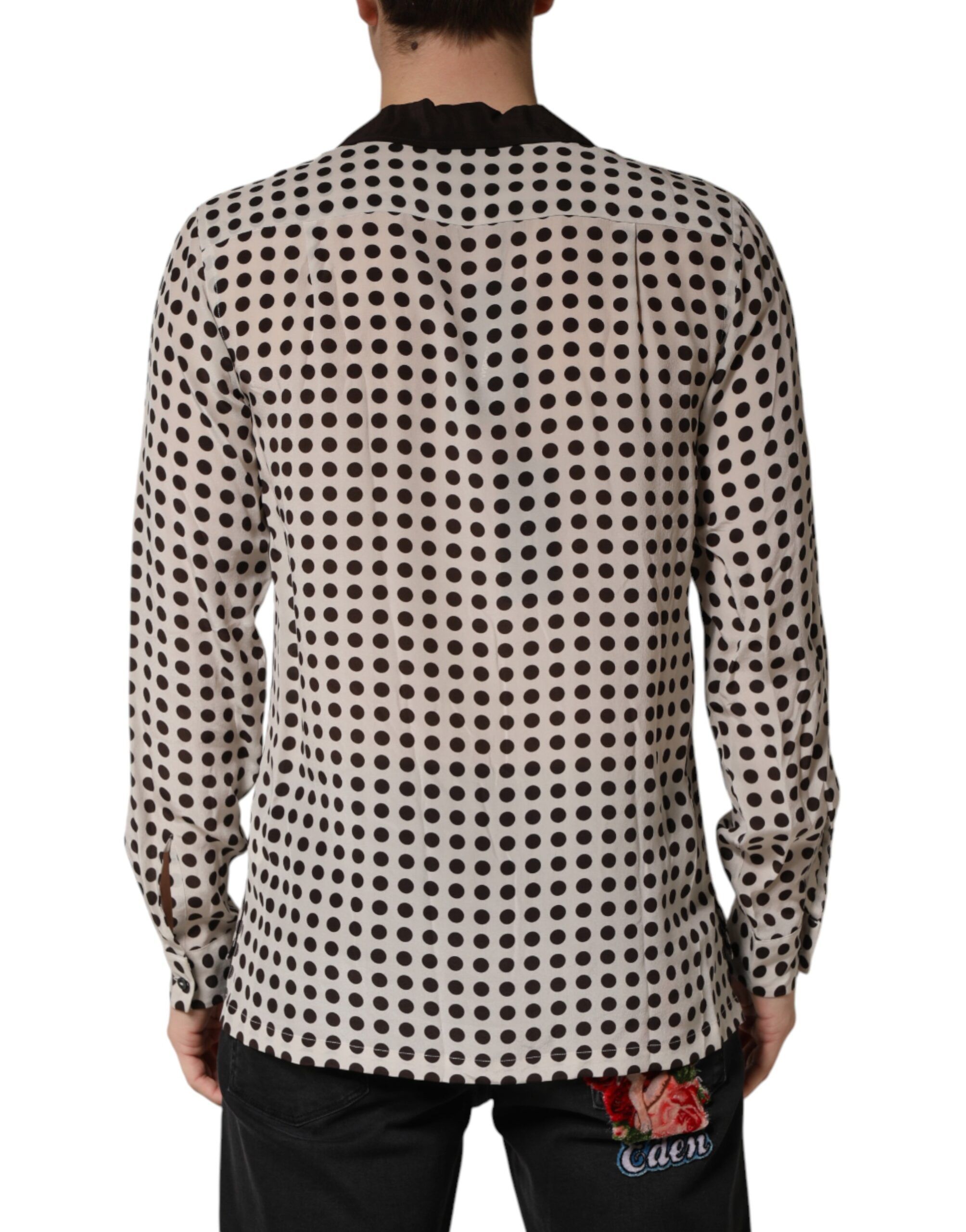 Polka Dot Silk Men Casual Men's Shirt - Dolce & Gabbana - Modalova
