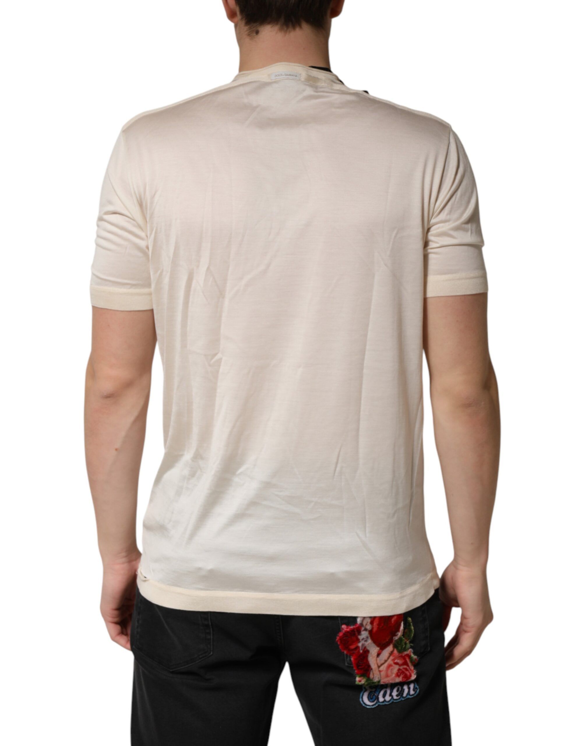 Off Silk Logo Patch Men Henley Men's T-shirt (Pre-Owned) - Dolce & Gabbana - Modalova