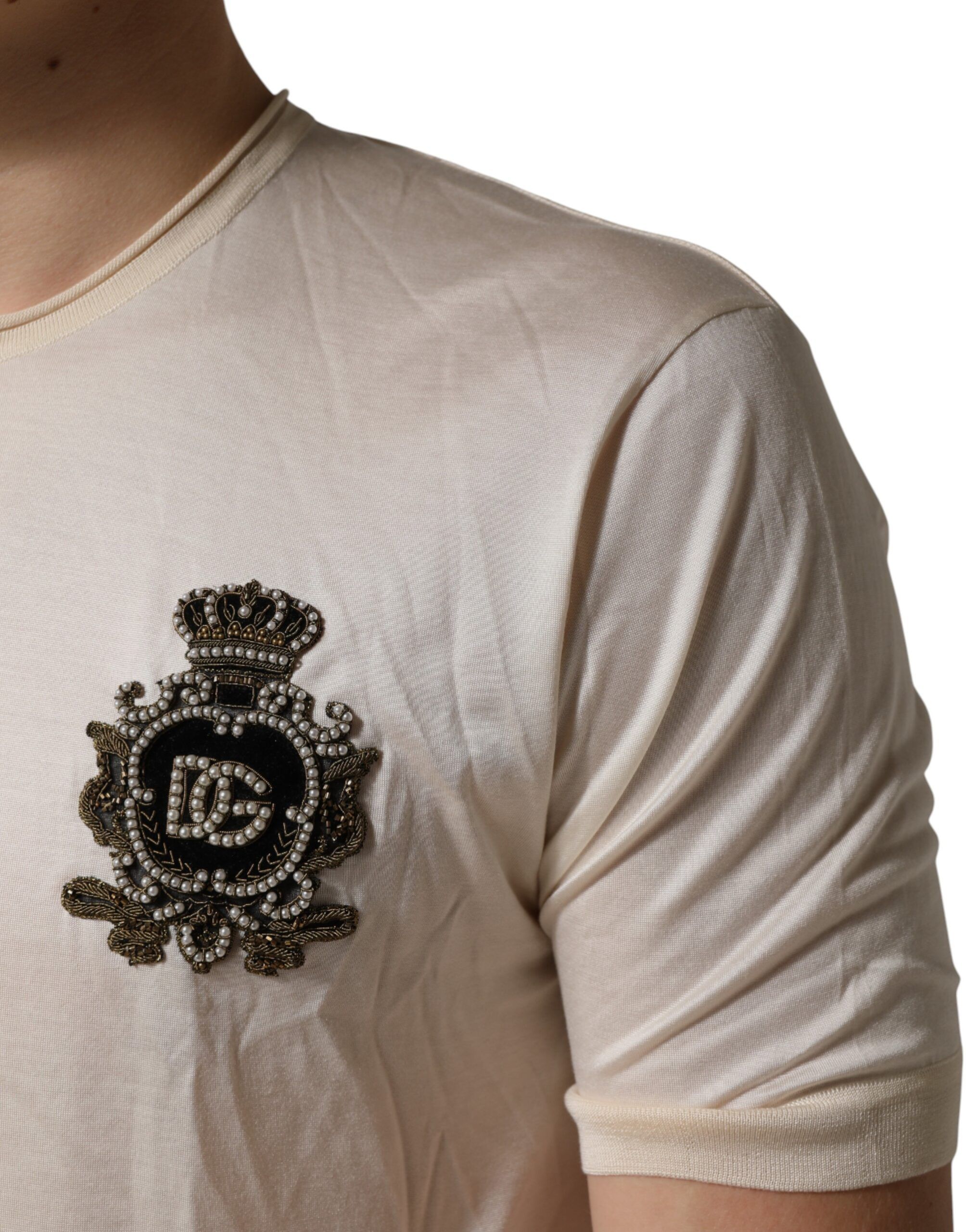 Off Silk Logo Patch Men Henley Men's T-shirt (Pre-Owned) - Dolce & Gabbana - Modalova