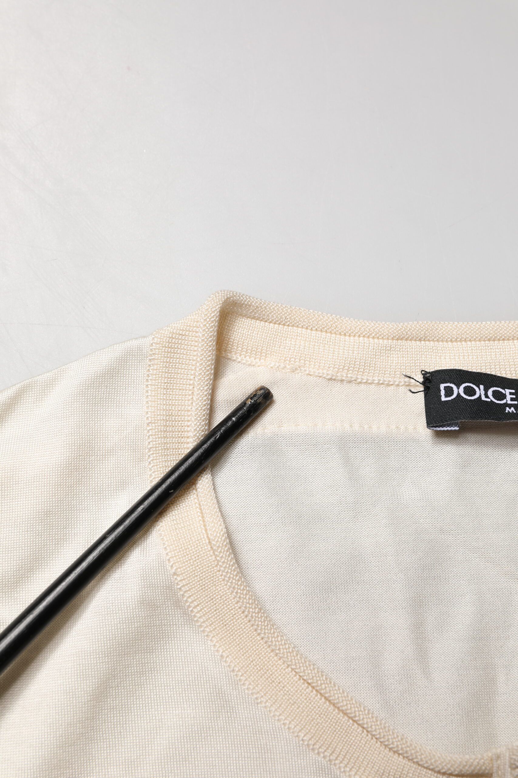 Off Silk Logo Patch Men Henley Men's T-shirt (Pre-Owned) - Dolce & Gabbana - Modalova
