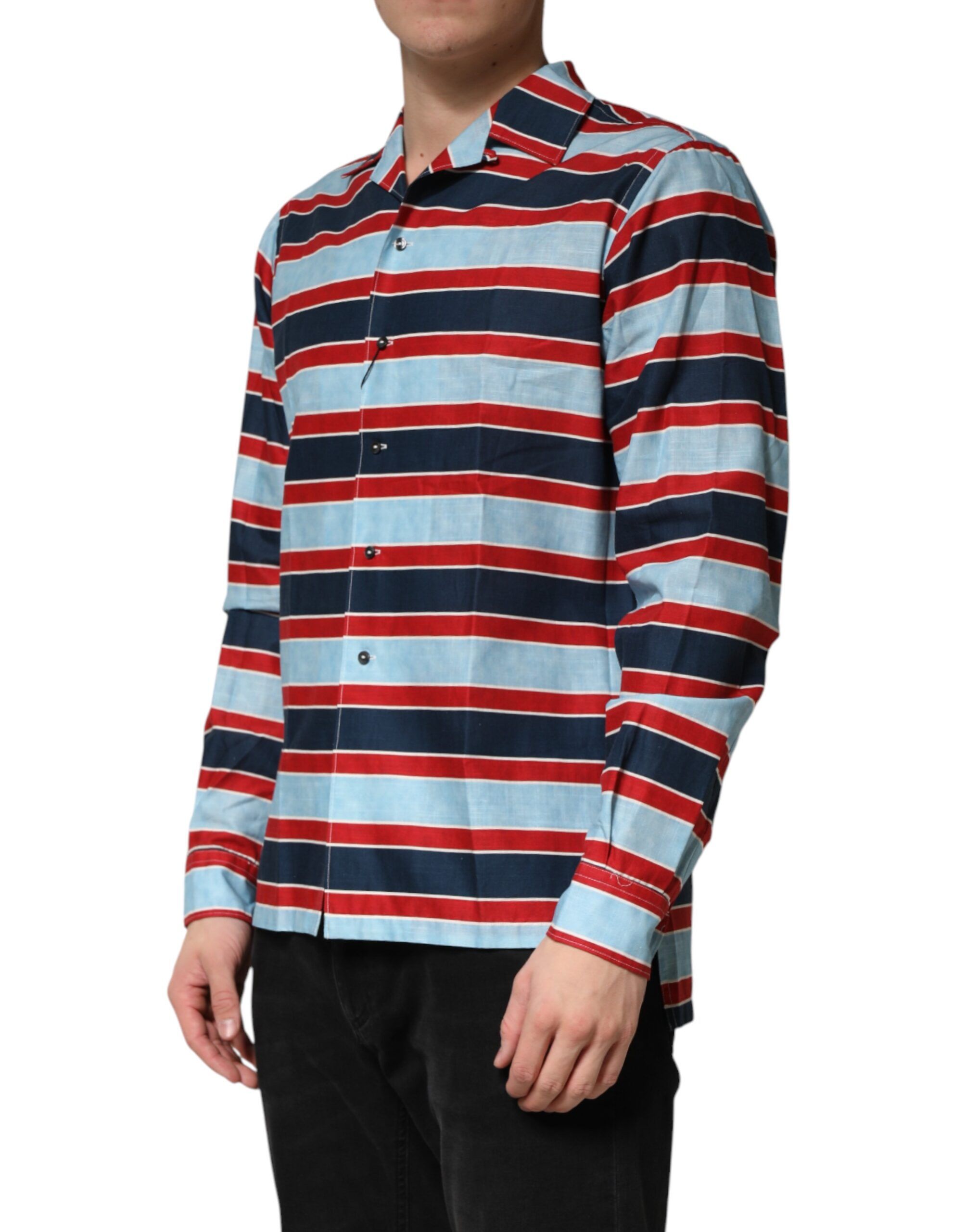 Stripes Cotton Men Button Down Men's Shirt - Dolce & Gabbana - Modalova