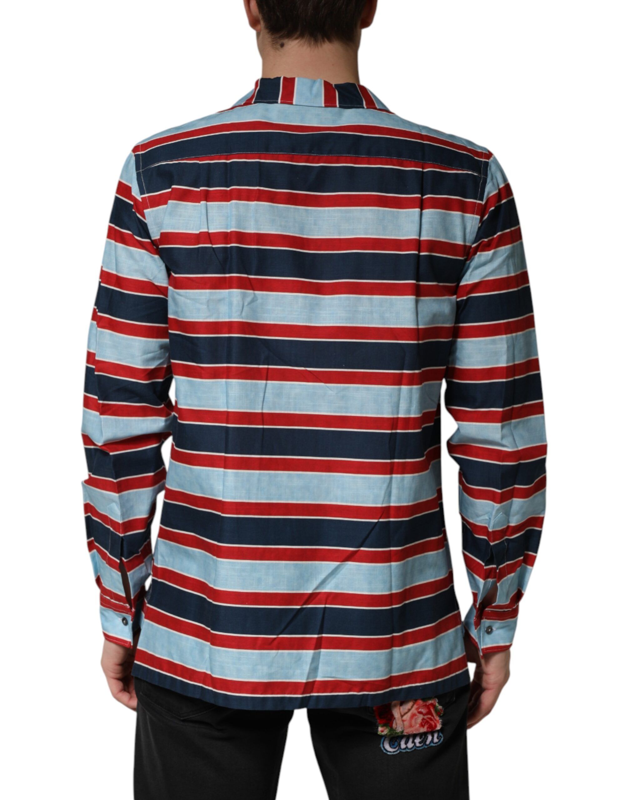 Stripes Cotton Men Button Down Men's Shirt - Dolce & Gabbana - Modalova