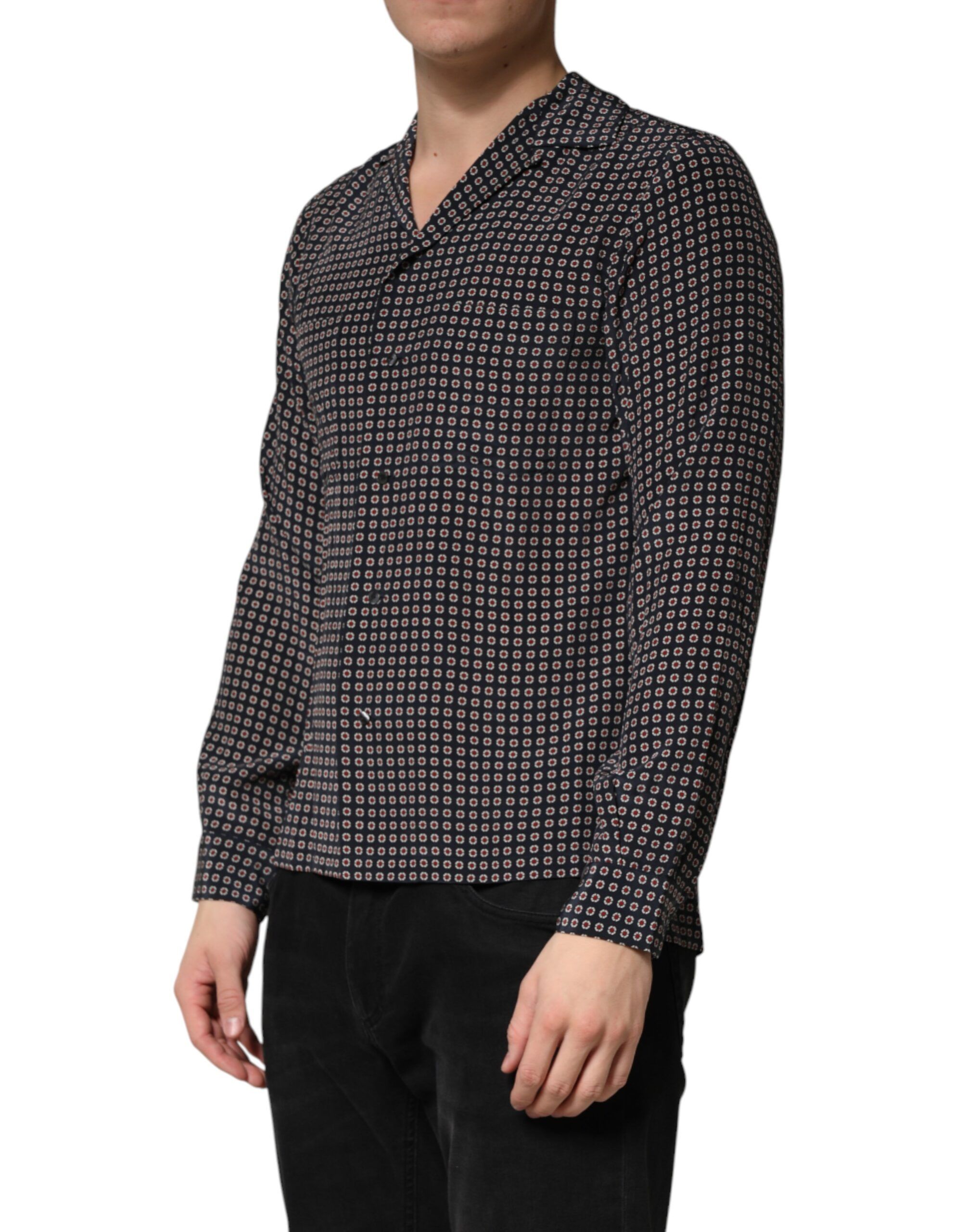 Patterned Silk Men Button Down Men's Shirt - Dolce & Gabbana - Modalova