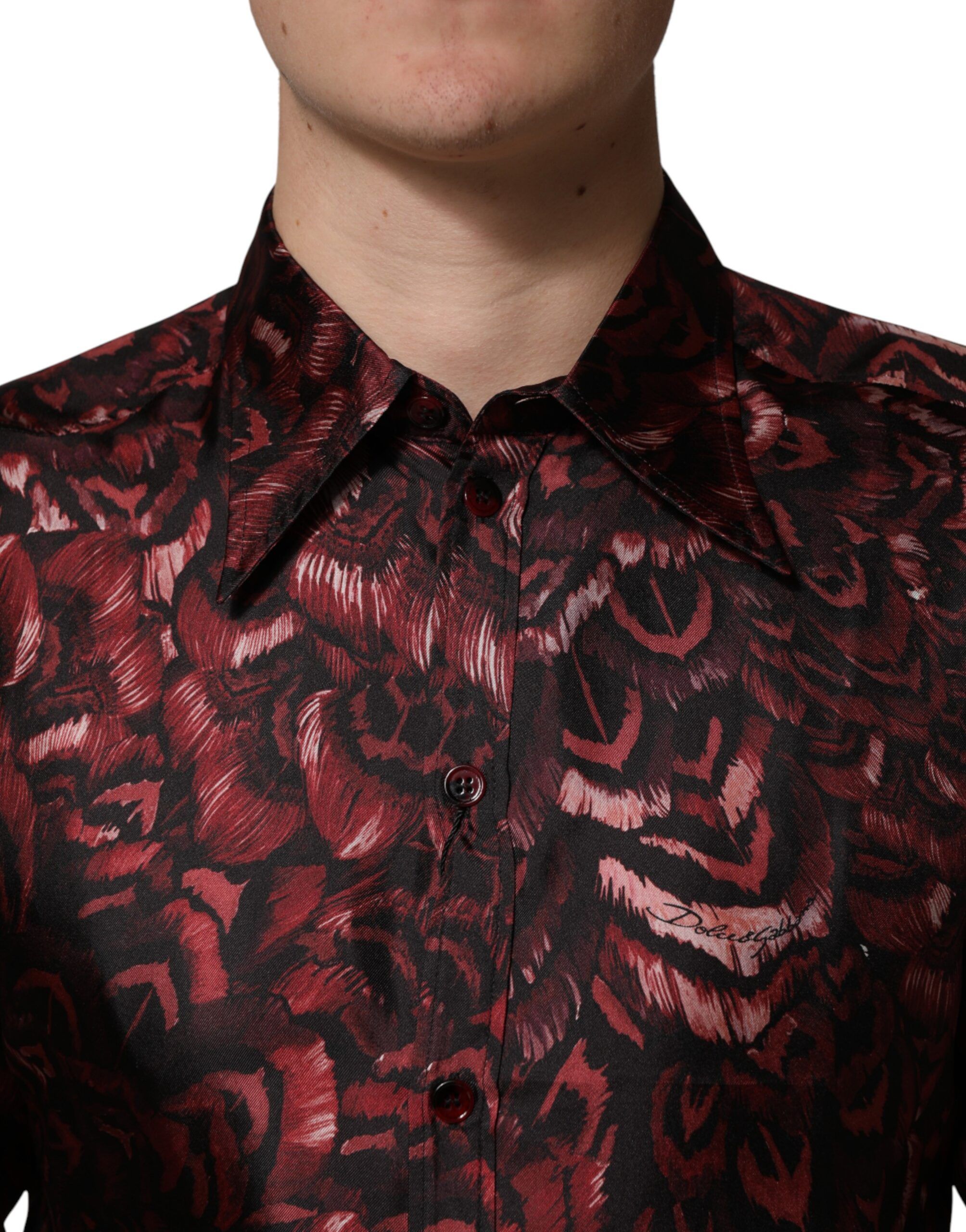 Patterned Collared Men Dress Men's Shirt - Dolce & Gabbana - Modalova