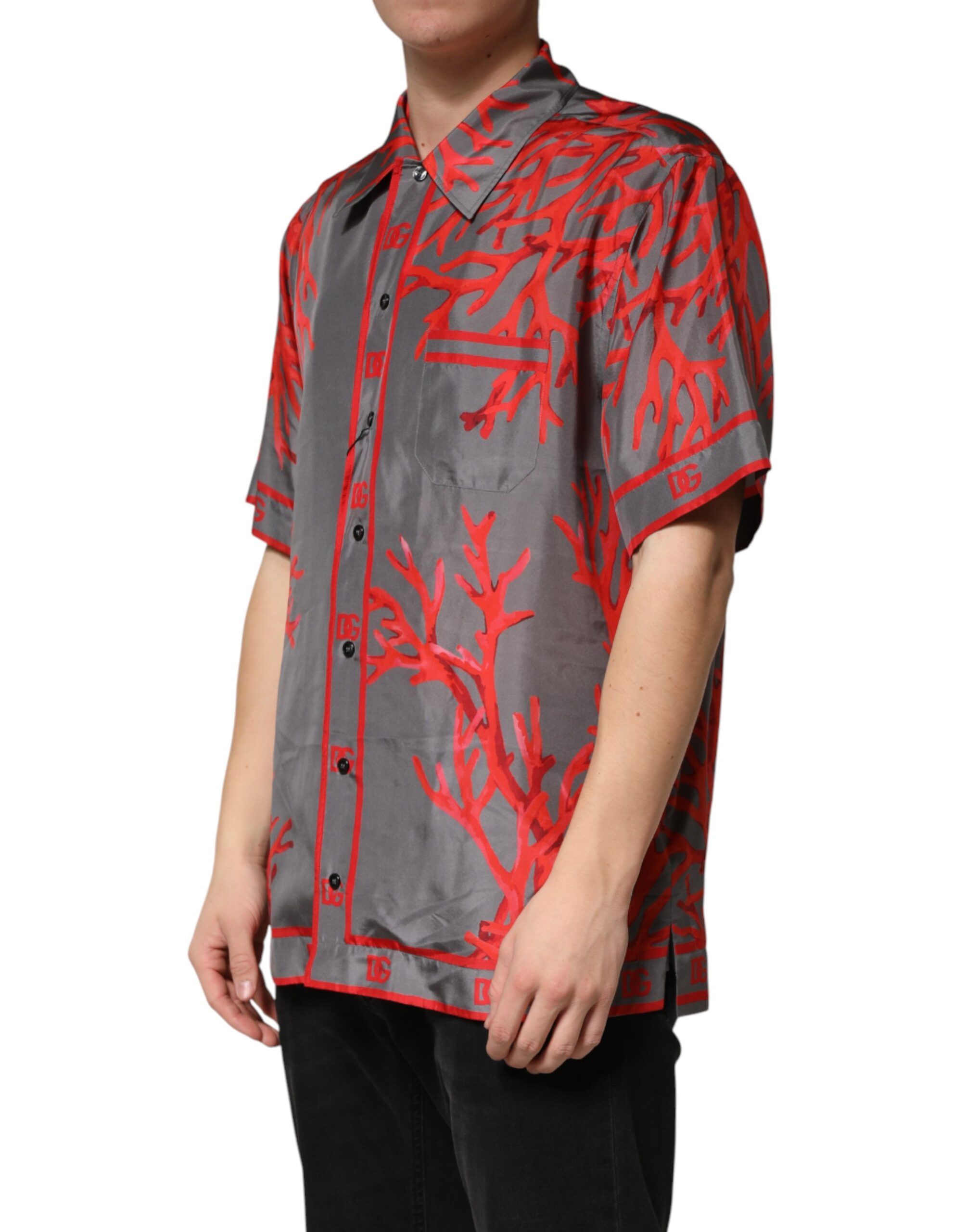 Red Corals Short Sleeves Casual Men's Shirt - Dolce & Gabbana - Modalova