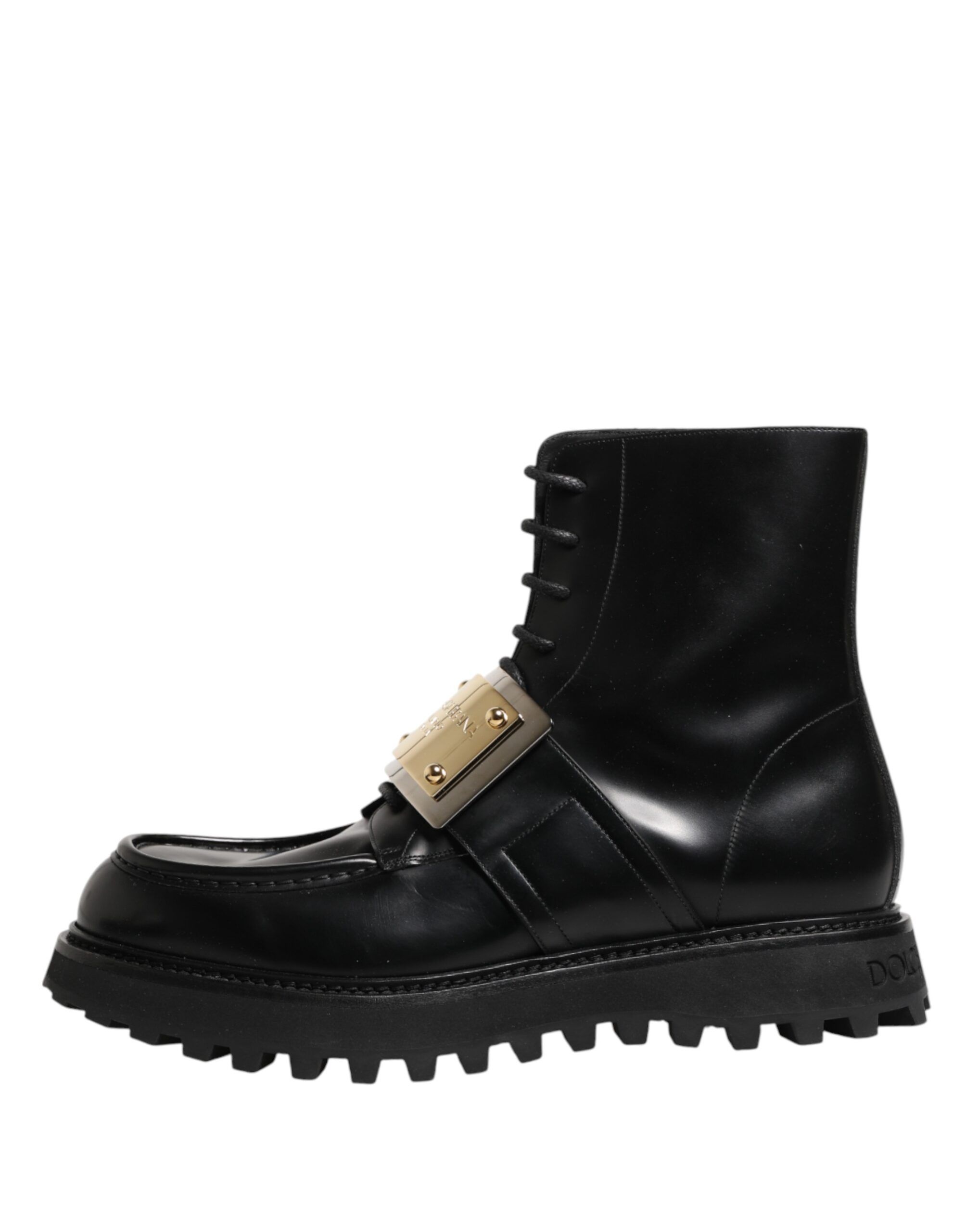 Leather DG Plaque Lace Up Boots Men's Shoes - Dolce & Gabbana - Modalova