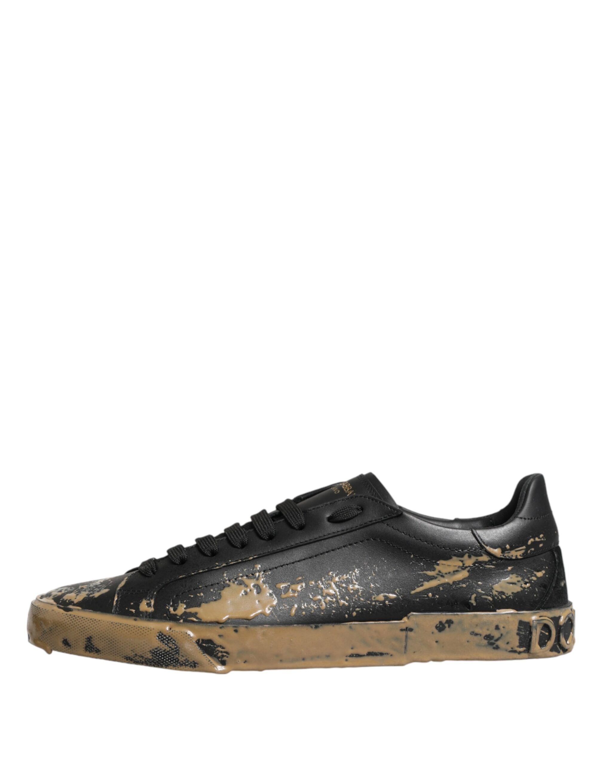 Black Portofino Mud Effect Low Top Sneakers Men's Shoes - Dolce & Gabbana - Modalova