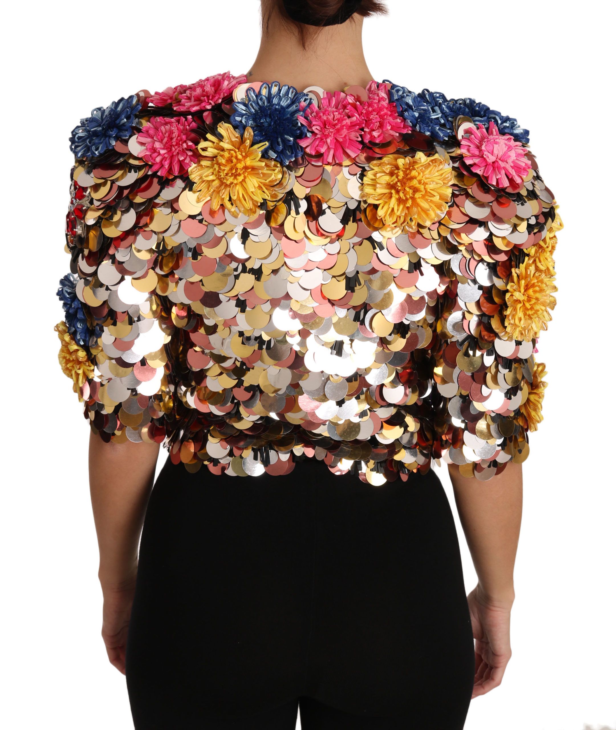 Crystal Sequined Floral Jacket Women's Coat - Dolce & Gabbana - Modalova