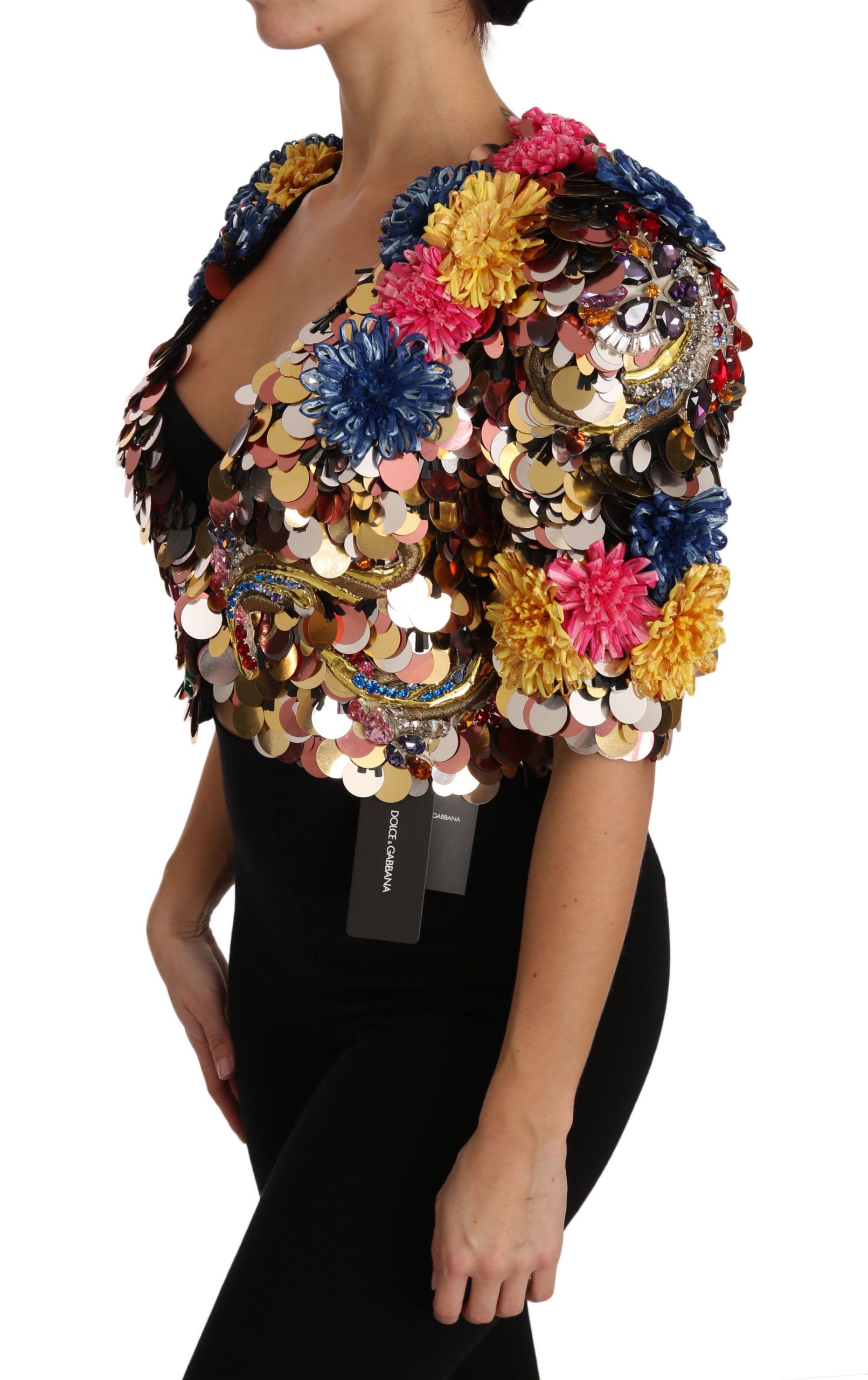 Crystal Sequined Floral Jacket Women's Coat - Dolce & Gabbana - Modalova