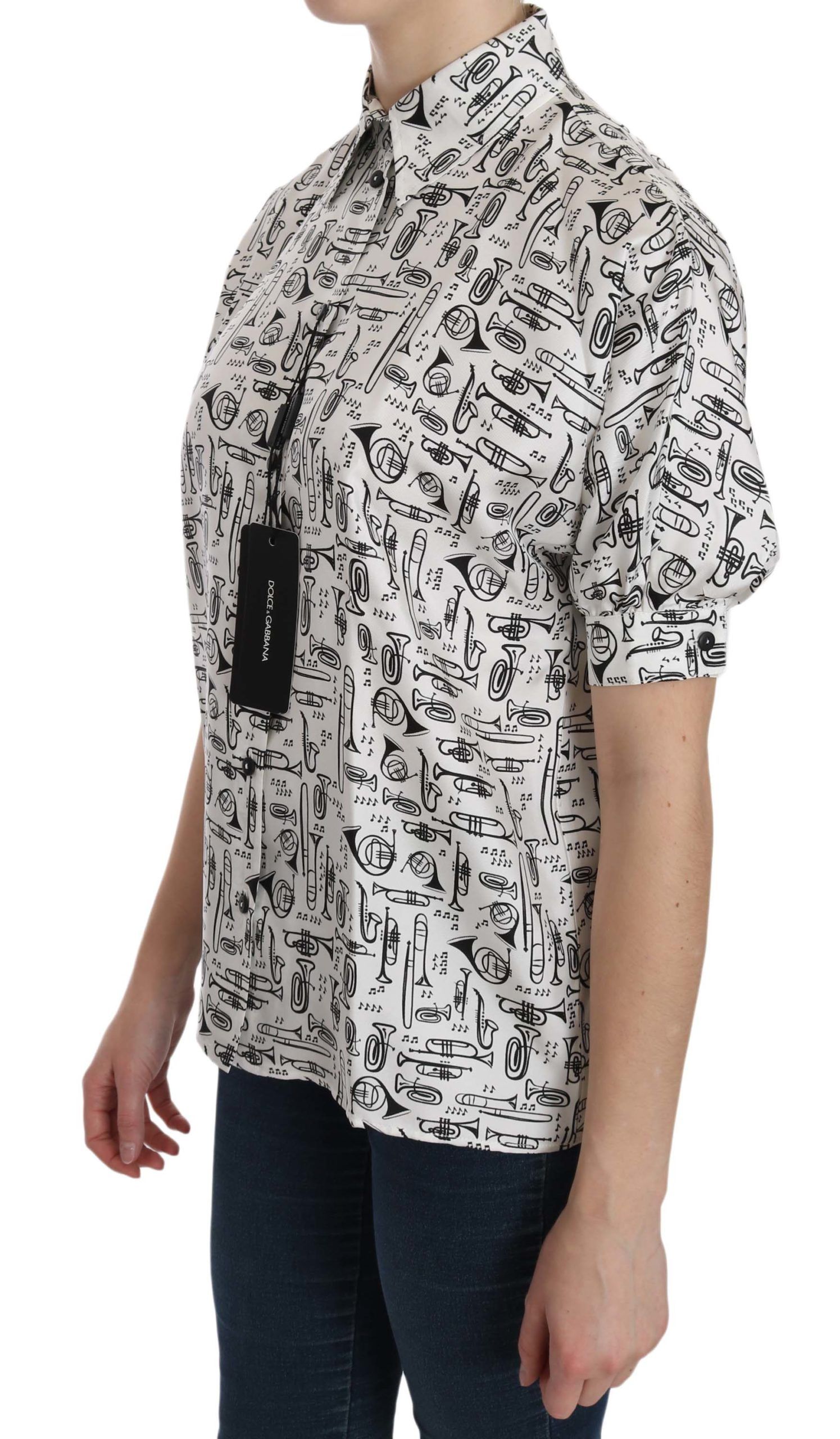 Musical Instrument Collared Blouse Women's Shirt - Dolce & Gabbana - Modalova