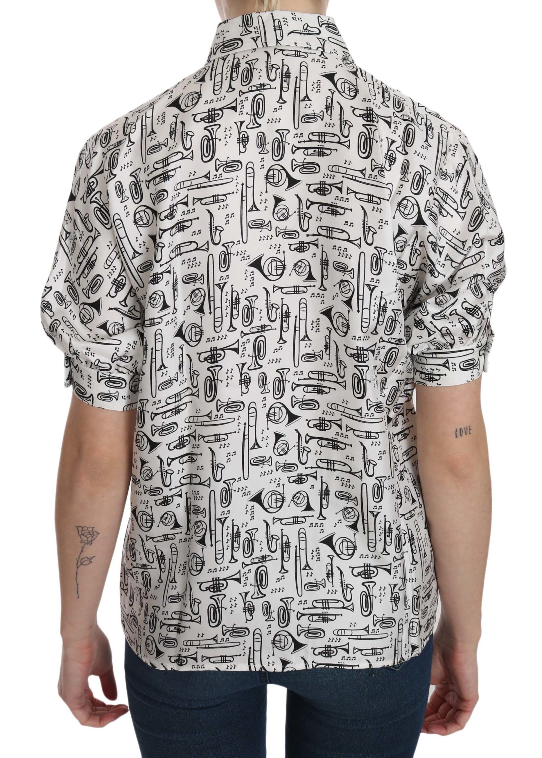 Musical Instrument Collared Blouse Women's Shirt - Dolce & Gabbana - Modalova