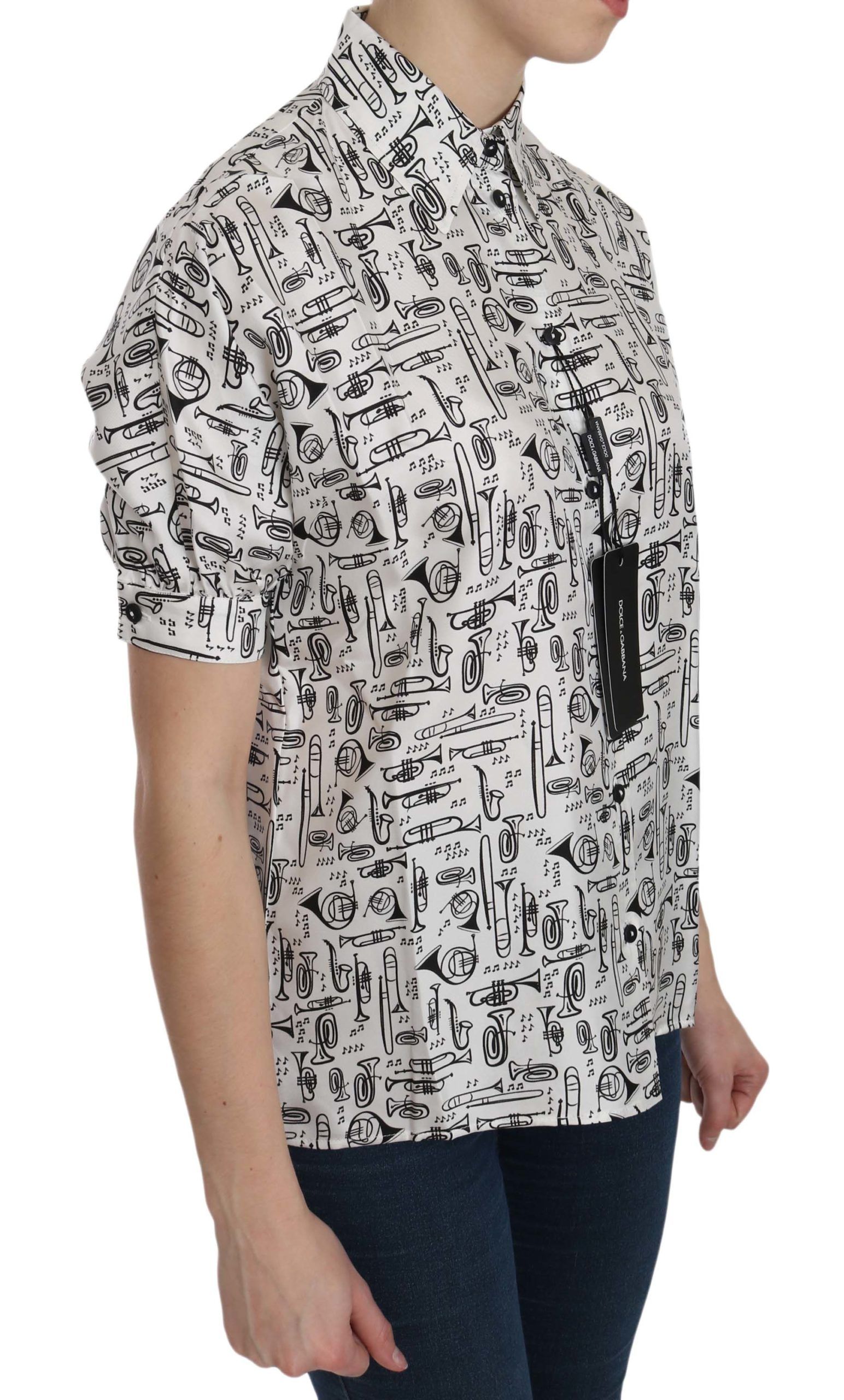 Musical Instrument Collared Blouse Women's Shirt - Dolce & Gabbana - Modalova