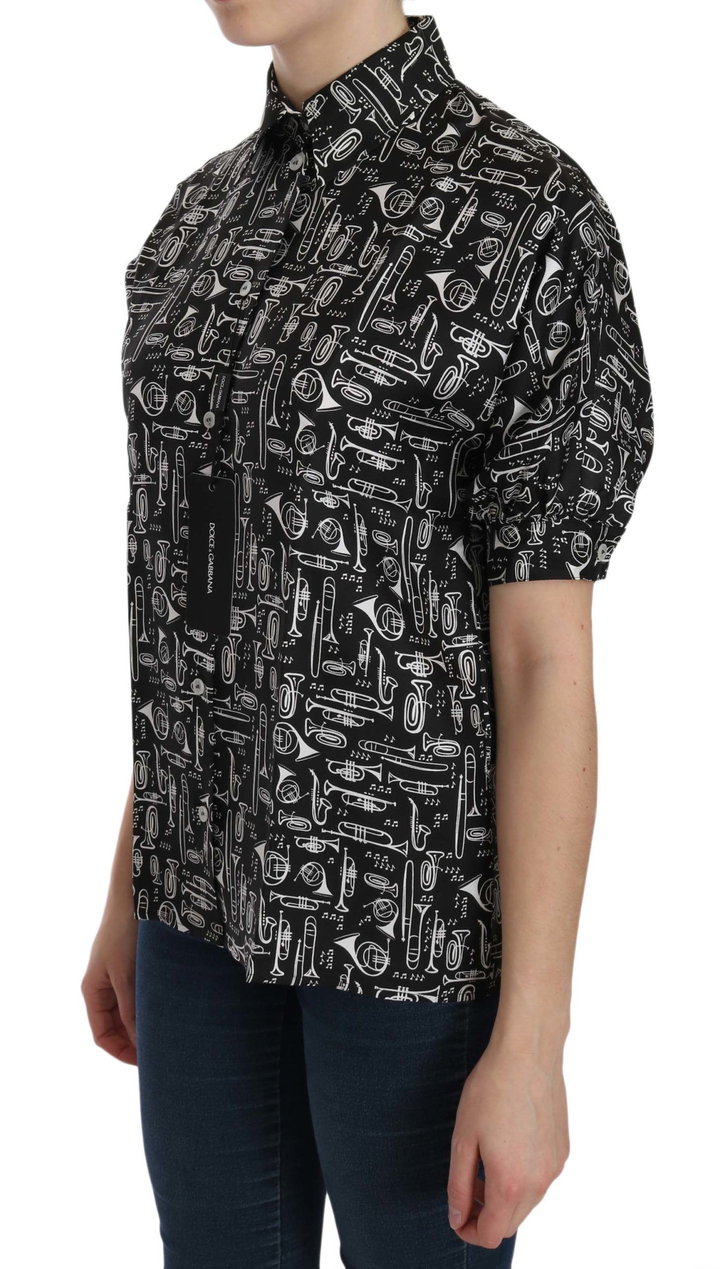 Musical Instrument Collared Blouse Women's Shirt - Dolce & Gabbana - Modalova