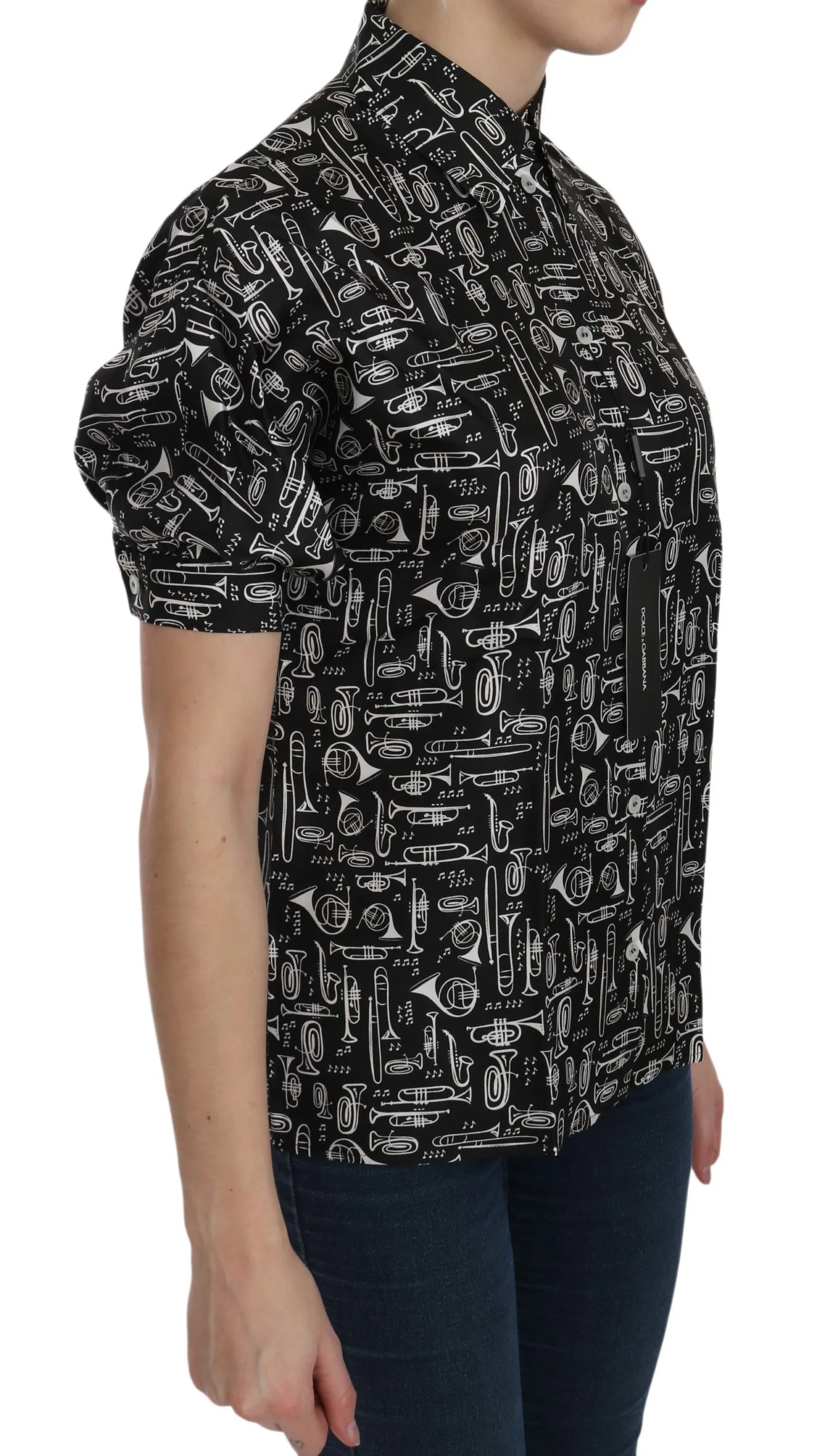 Musical Instrument Collared Blouse Women's Shirt - Dolce & Gabbana - Modalova