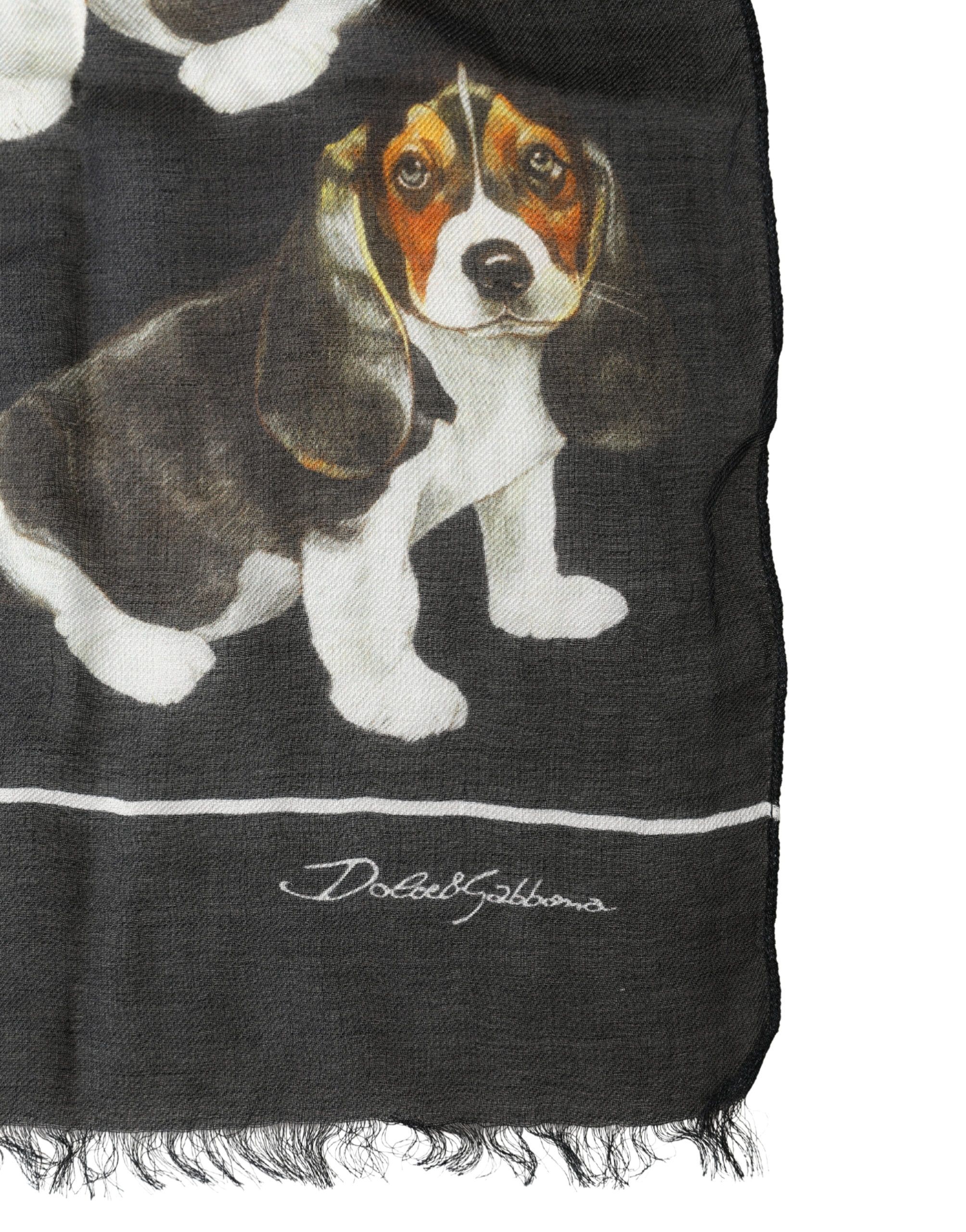 Modal Wool Dog Print Fringed 178cm x 64cm Men's Scarf (Pre-Owned) - Dolce & Gabbana - Modalova
