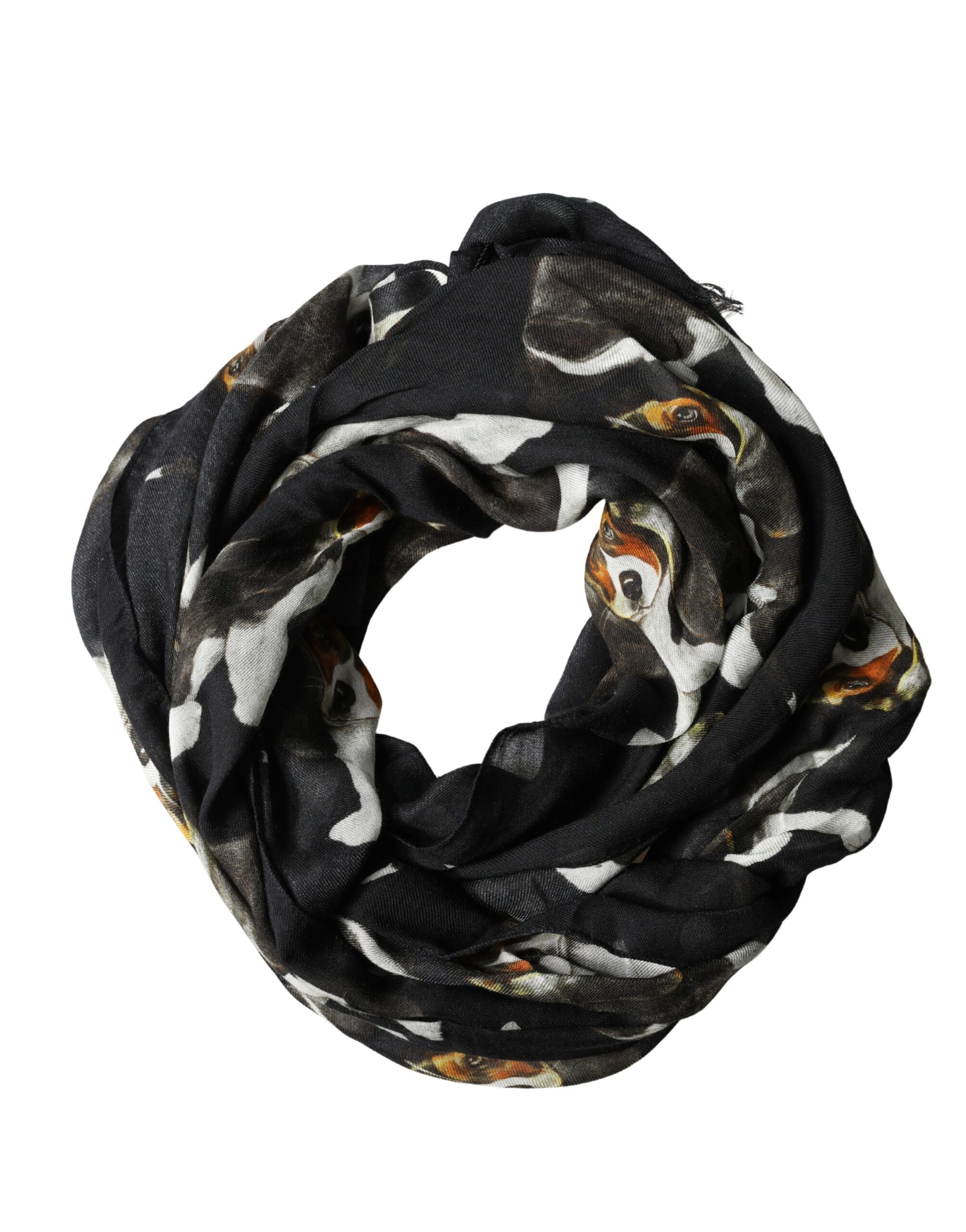 Modal Wool Dog Print Fringed 178cm x 64cm Men's Scarf (Pre-Owned) - Dolce & Gabbana - Modalova