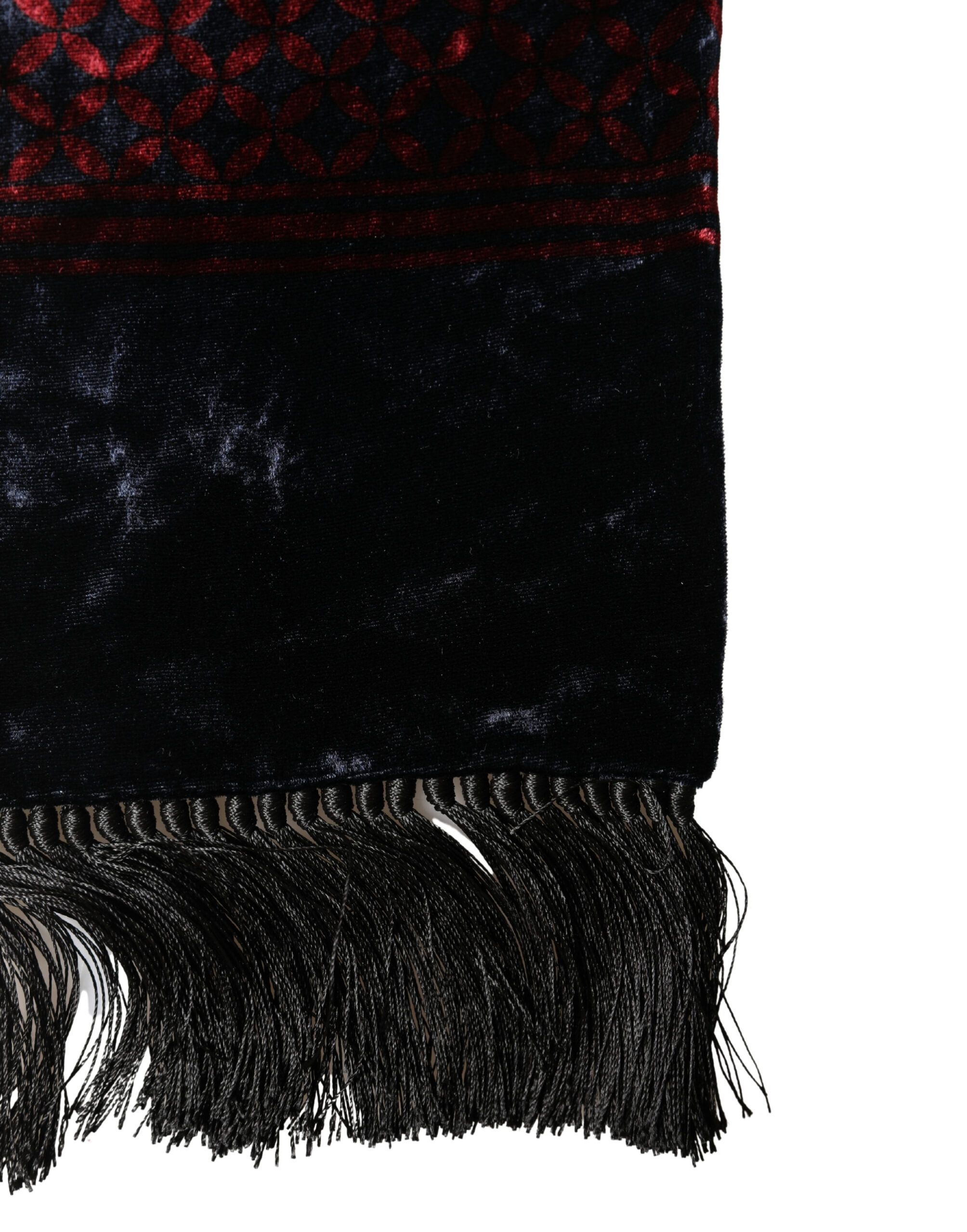 Black Red Rayon Geometric Pattern Fringe 140cm X 16cm Men's Scarf - Dolce & Gabbana - Modalova