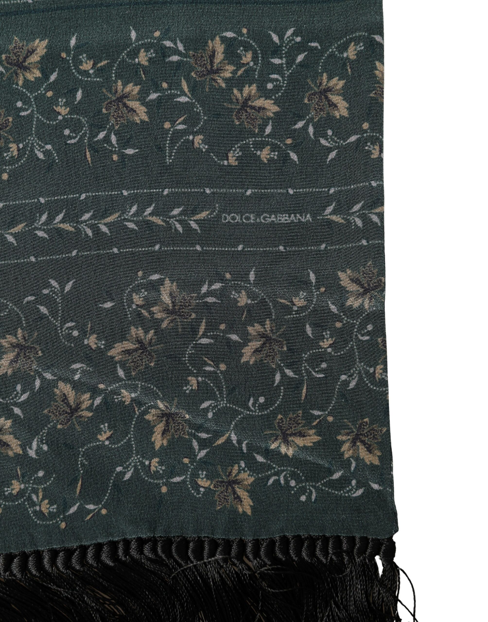 Silk Floral Pattern Fringed 135cm X 16cm Men's Scarf - Dolce & Gabbana - Modalova