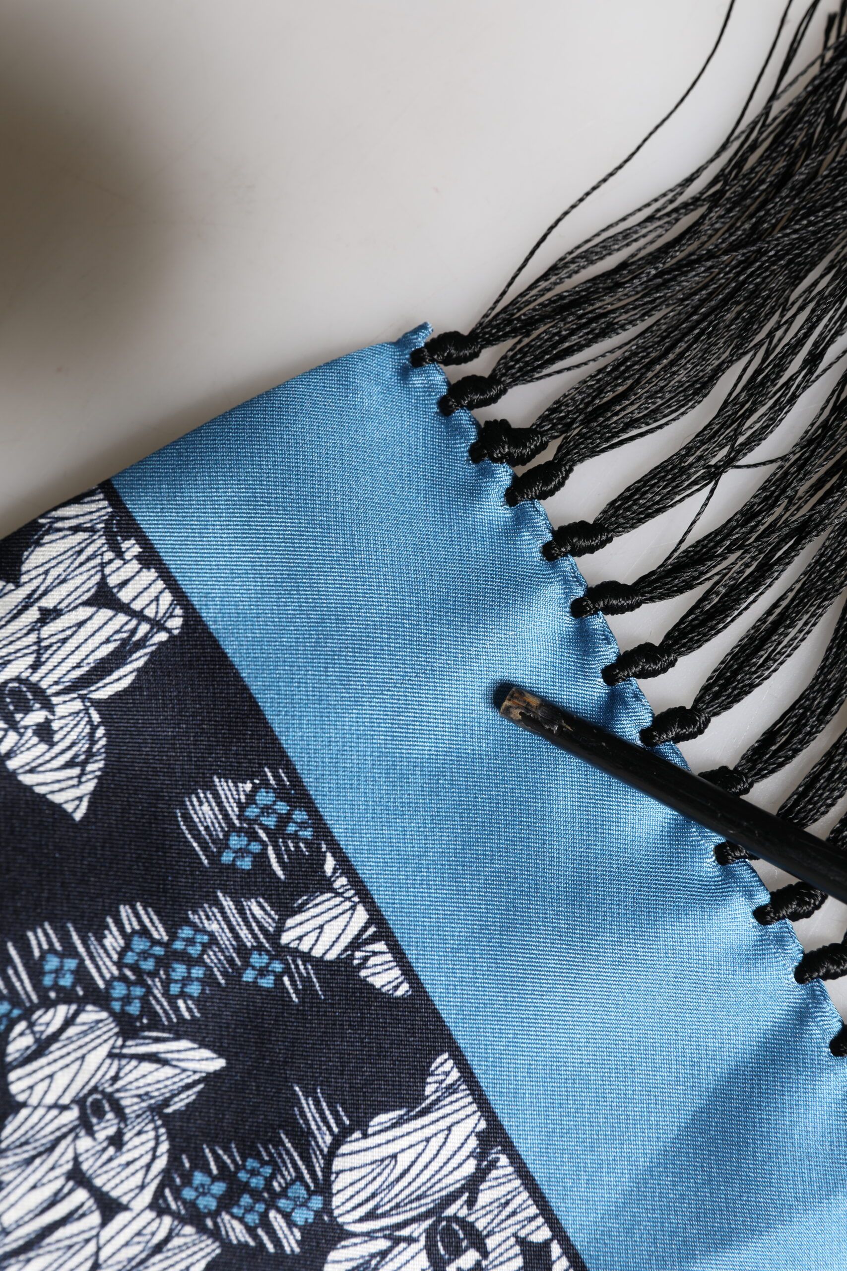 Black Blue Silk Floral Pattern Fringe 140cm x 16cm Men's Scarf (Pre-Owned) - Dolce & Gabbana - Modalova