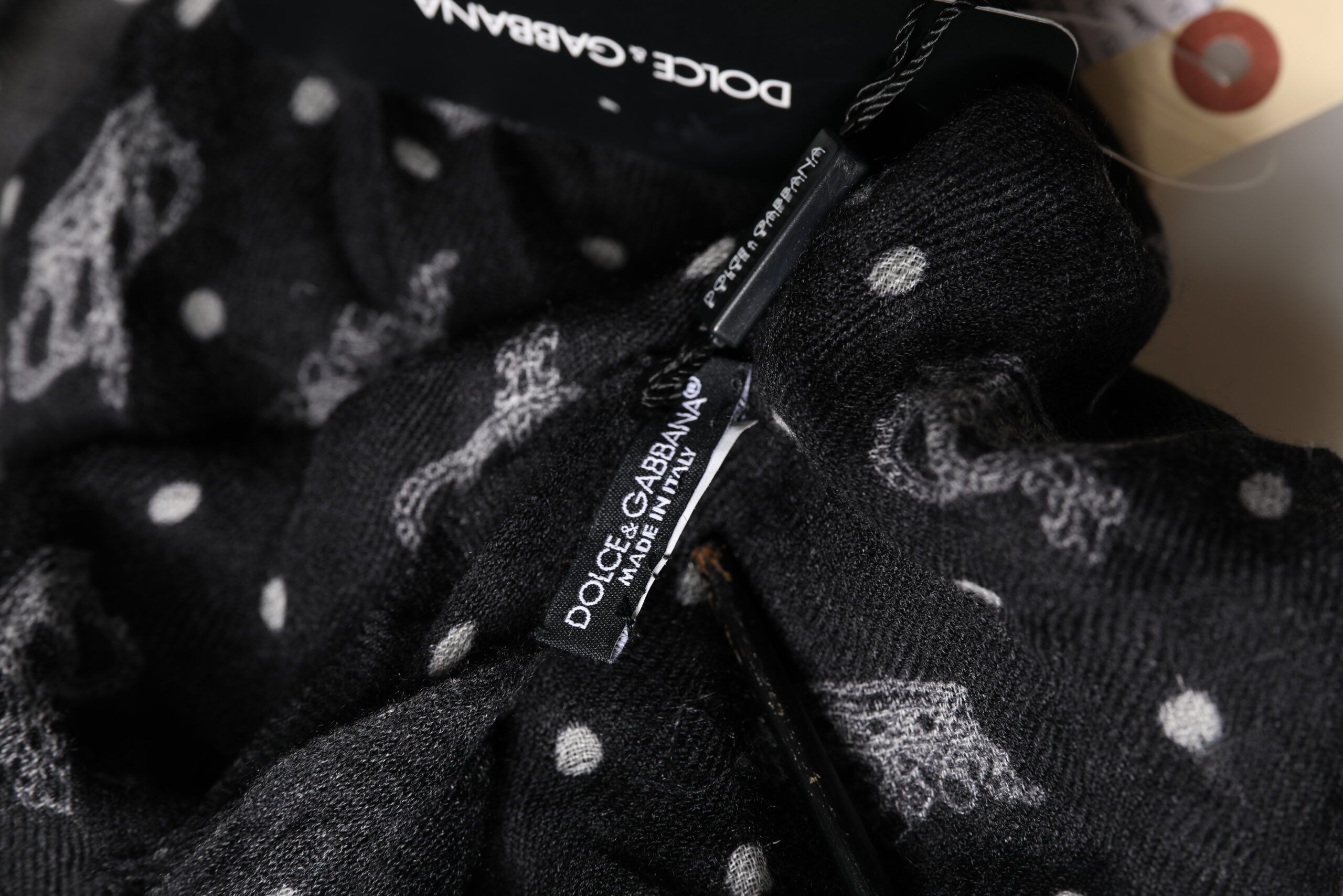 Black Wool Crown Print Fringe Neck Wrap 180cm x 65cm Men's Scarf (Pre-Owned) - Dolce & Gabbana - Modalova