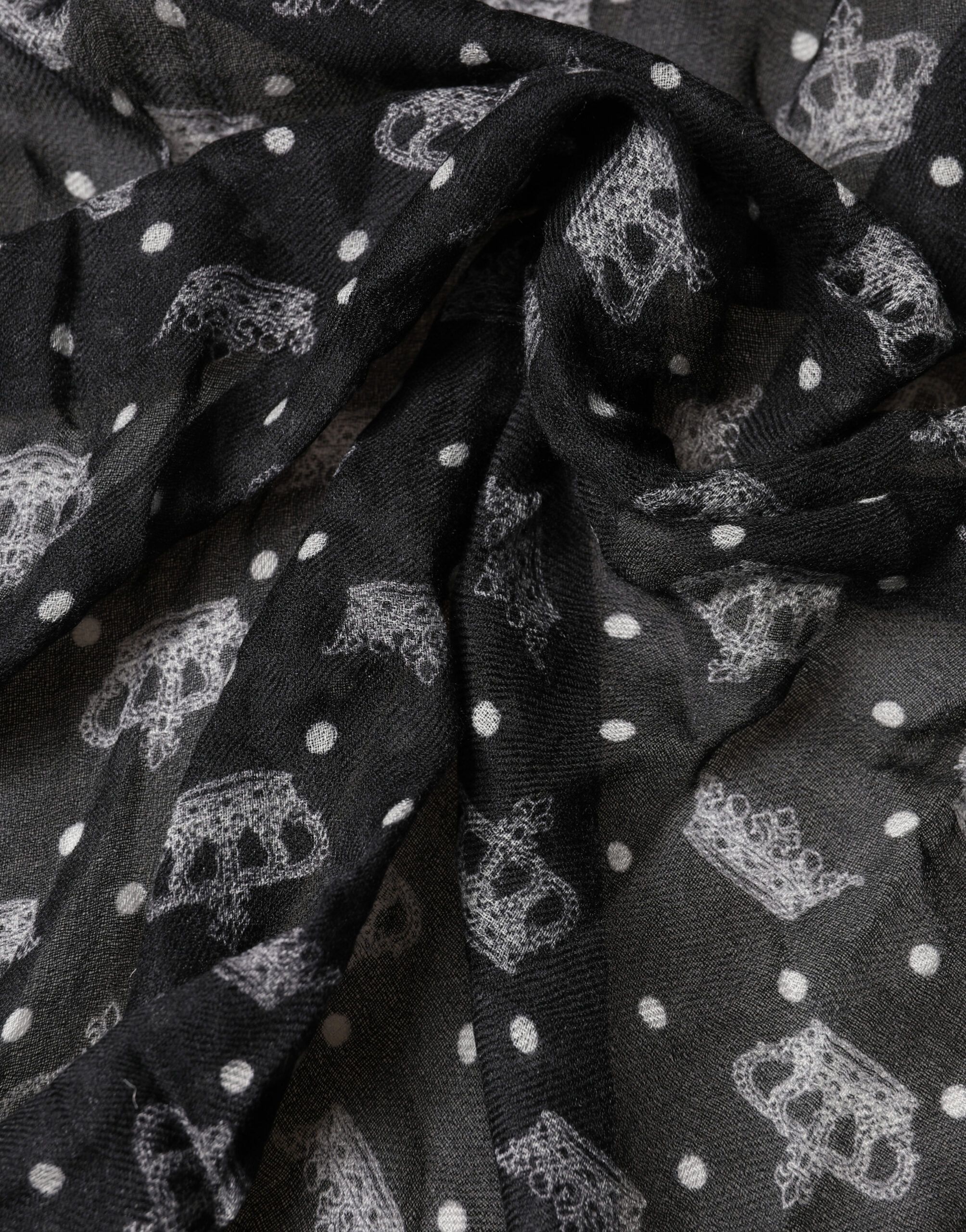 Black Wool Crown Print Fringe Neck Wrap 180cm x 65cm Men's Scarf (Pre-Owned) - Dolce & Gabbana - Modalova