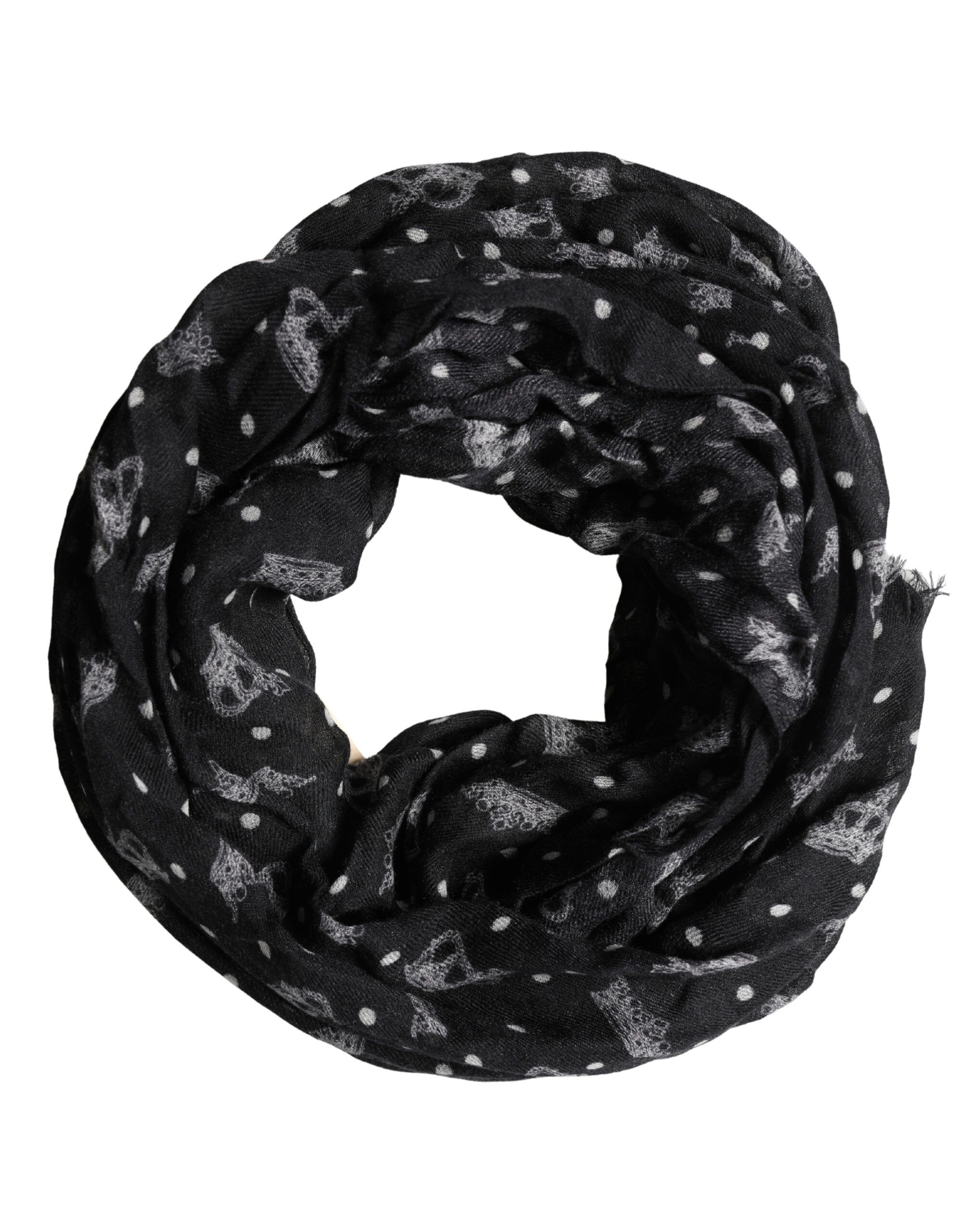 Black Wool Crown Print Fringe Neck Wrap 180cm x 65cm Men's Scarf (Pre-Owned) - Dolce & Gabbana - Modalova