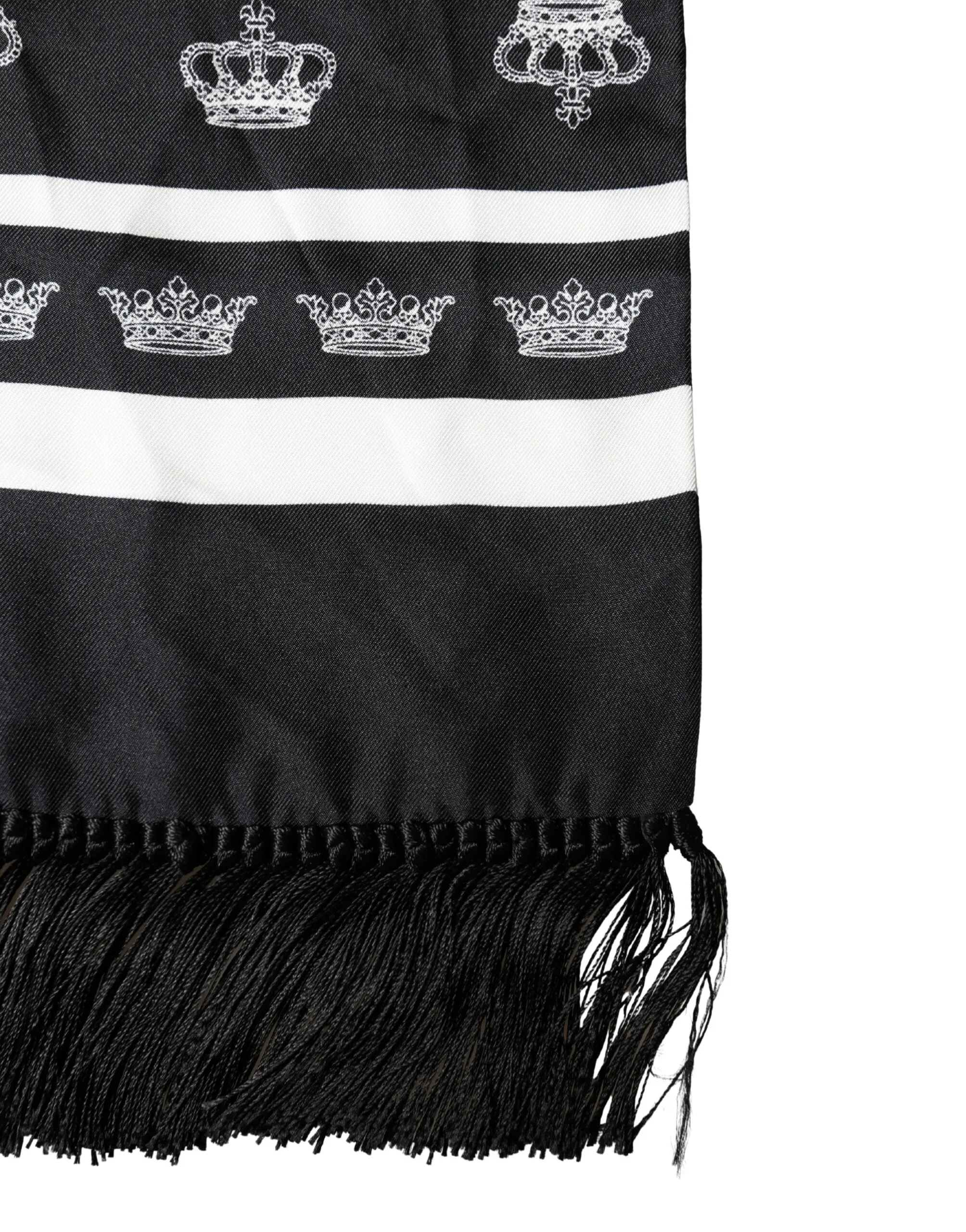 Black Silk Crown Fringe Neck Wrap 173cm x 32.5cm Men's Scarf - Dolce & Gabbana - Modalova