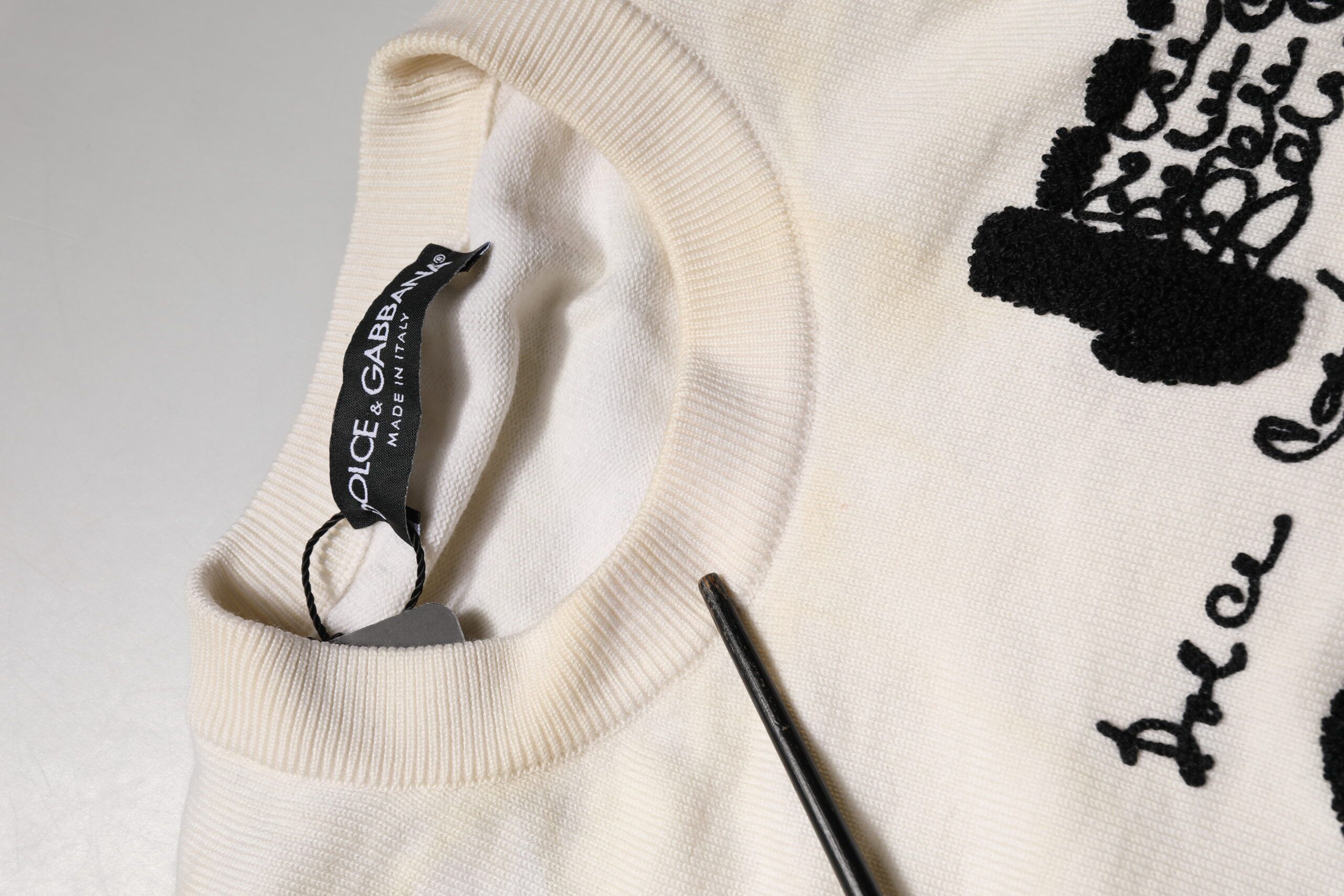 White Virgin Wool Graphic Logo Crewneck Men's Sweater - Dolce & Gabbana - Modalova