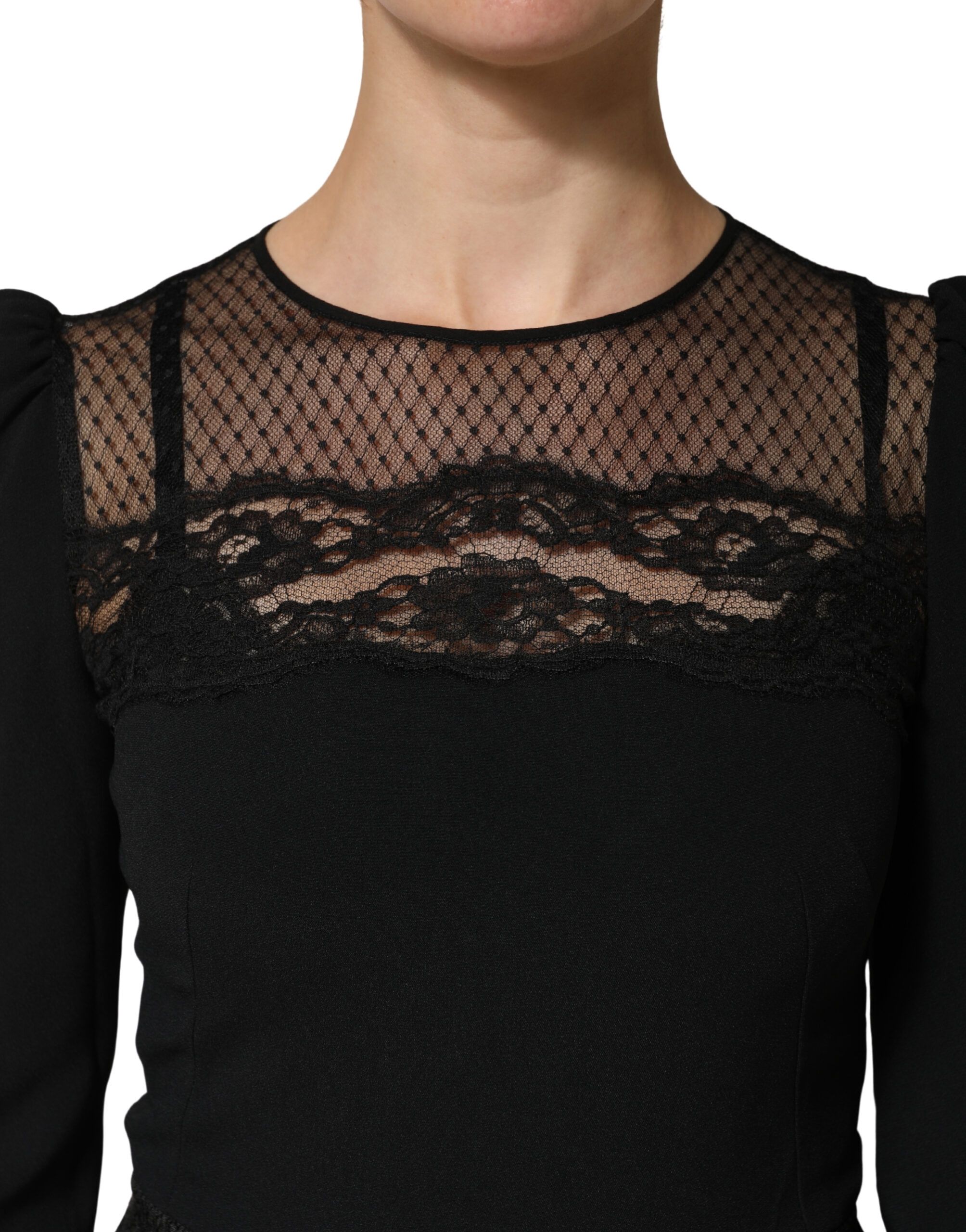 Lace Sheer Panel Midi Long Sleeve Women's Dress - Dolce & Gabbana - Modalova